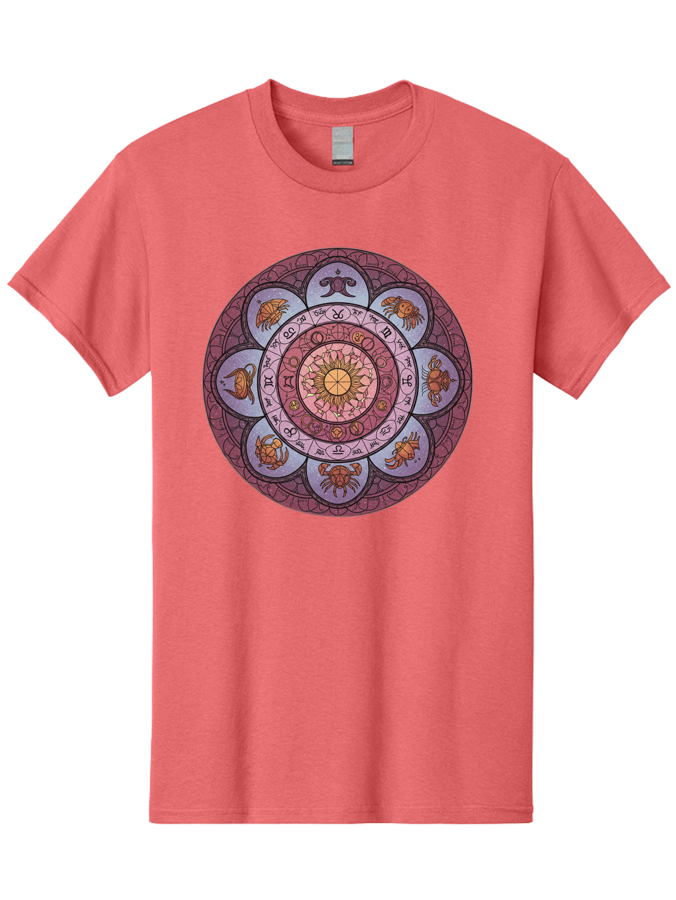 Zodiac-Circle-1 Men'S Graphic Tee, 100% Cotton, Comfortable Casual Summer Wear, Machine Washable, Zodiac Signs, Astrology Symbols, Celestial Wheel, Mandala Design, Spiritual Pattern, Mystical Art, Horoscope Chart, Esoteric Symbolism, Bae336 8