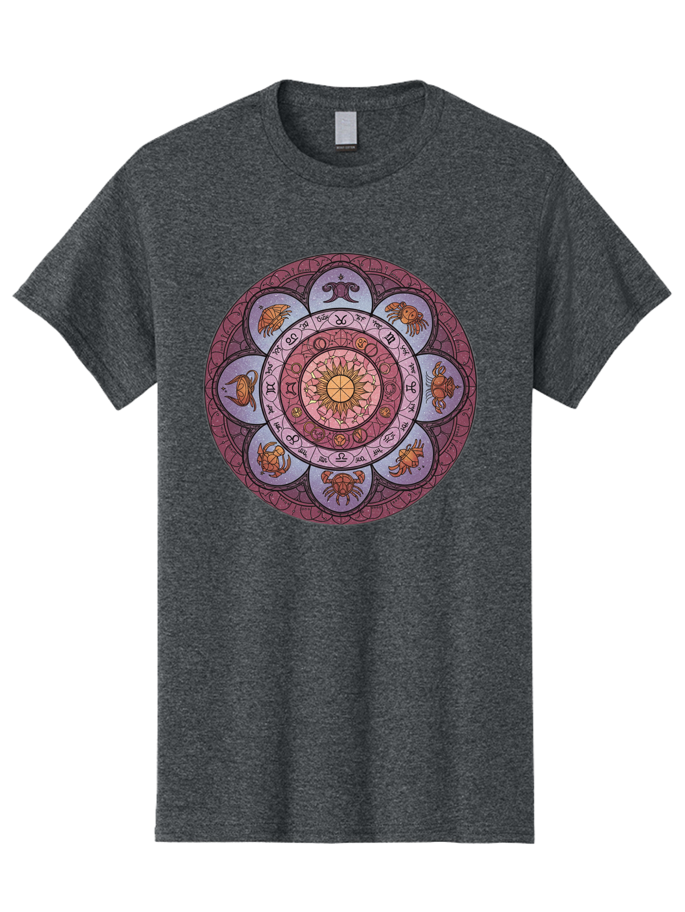Zodiac-Circle-1 Men'S Graphic Tee, 100% Cotton, Comfortable Casual Summer Wear, Machine Washable, Zodiac Signs, Astrology Symbols, Celestial Wheel, Mandala Design, Spiritual Pattern, Mystical Art, Horoscope Chart, Esoteric Symbolism, Bae336 14
