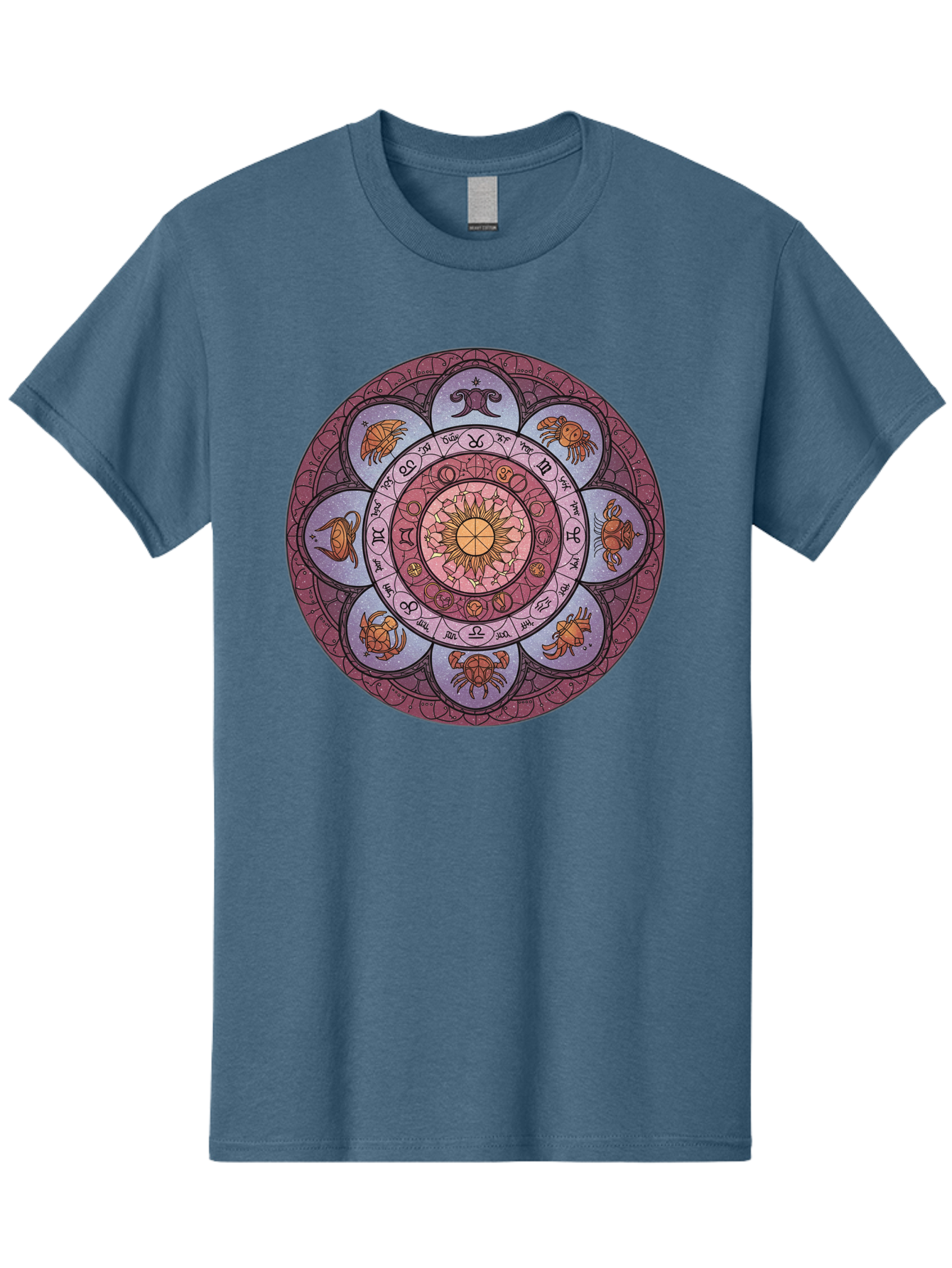 Zodiac-Circle-1 Men'S Graphic Tee, 100% Cotton, Comfortable Casual Summer Wear, Machine Washable, Zodiac Signs, Astrology Symbols, Celestial Wheel, Mandala Design, Spiritual Pattern, Mystical Art, Horoscope Chart, Esoteric Symbolism, Bae336 9