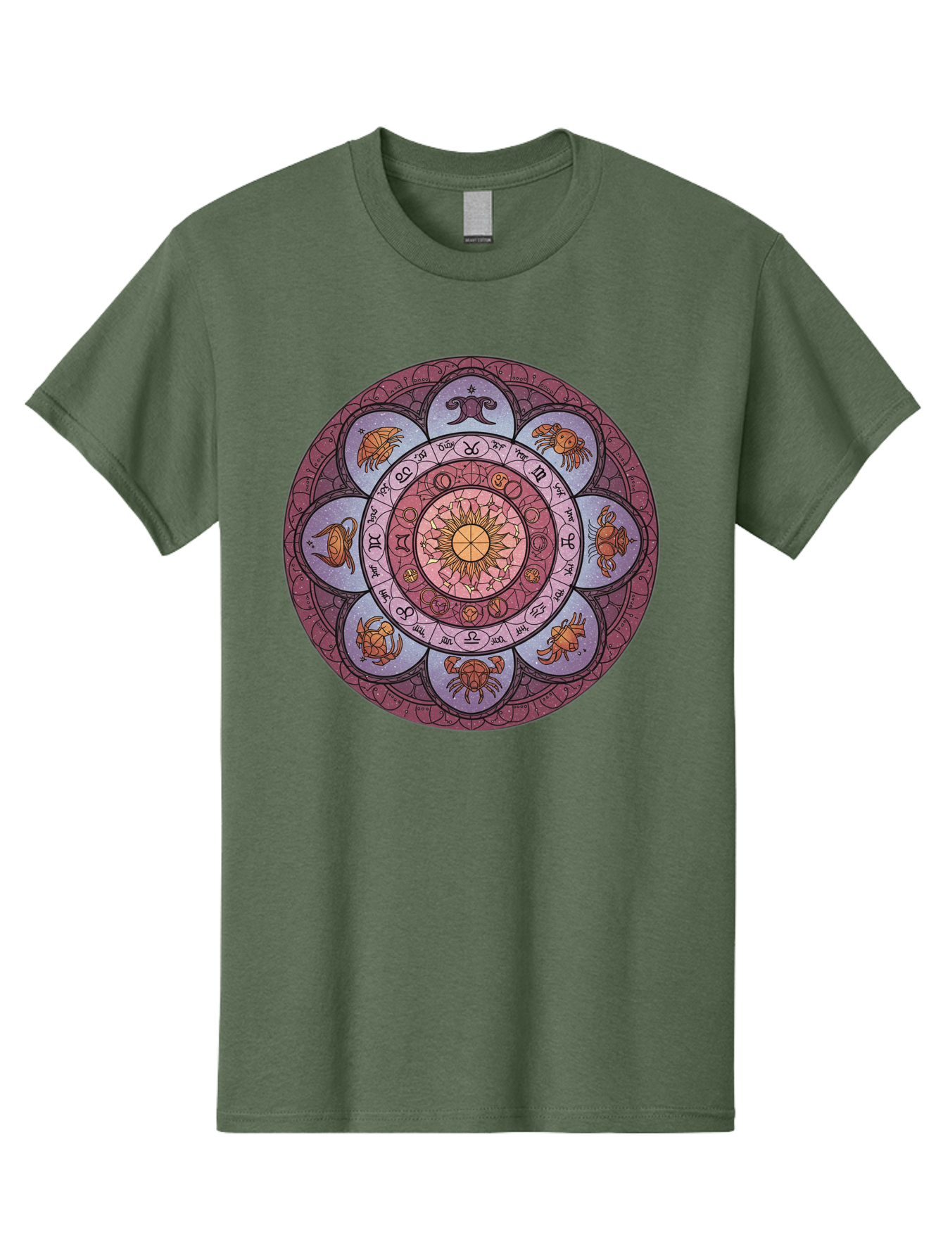 Zodiac-Circle-1 Men'S Graphic Tee, 100% Cotton, Comfortable Casual Summer Wear, Machine Washable, Zodiac Signs, Astrology Symbols, Celestial Wheel, Mandala Design, Spiritual Pattern, Mystical Art, Horoscope Chart, Esoteric Symbolism, Bae336 4