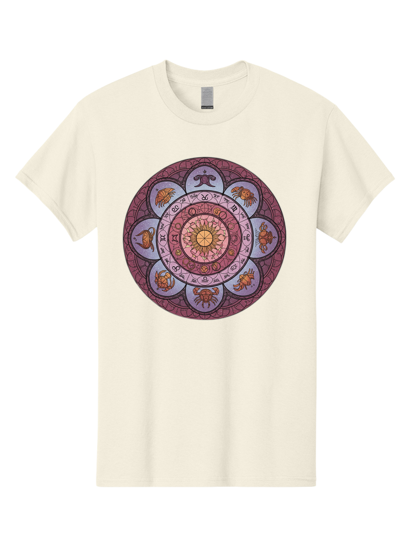 Zodiac-Circle-1 Men'S Graphic Tee, 100% Cotton, Comfortable Casual Summer Wear, Machine Washable, Zodiac Signs, Astrology Symbols, Celestial Wheel, Mandala Design, Spiritual Pattern, Mystical Art, Horoscope Chart, Esoteric Symbolism, Bae336 10