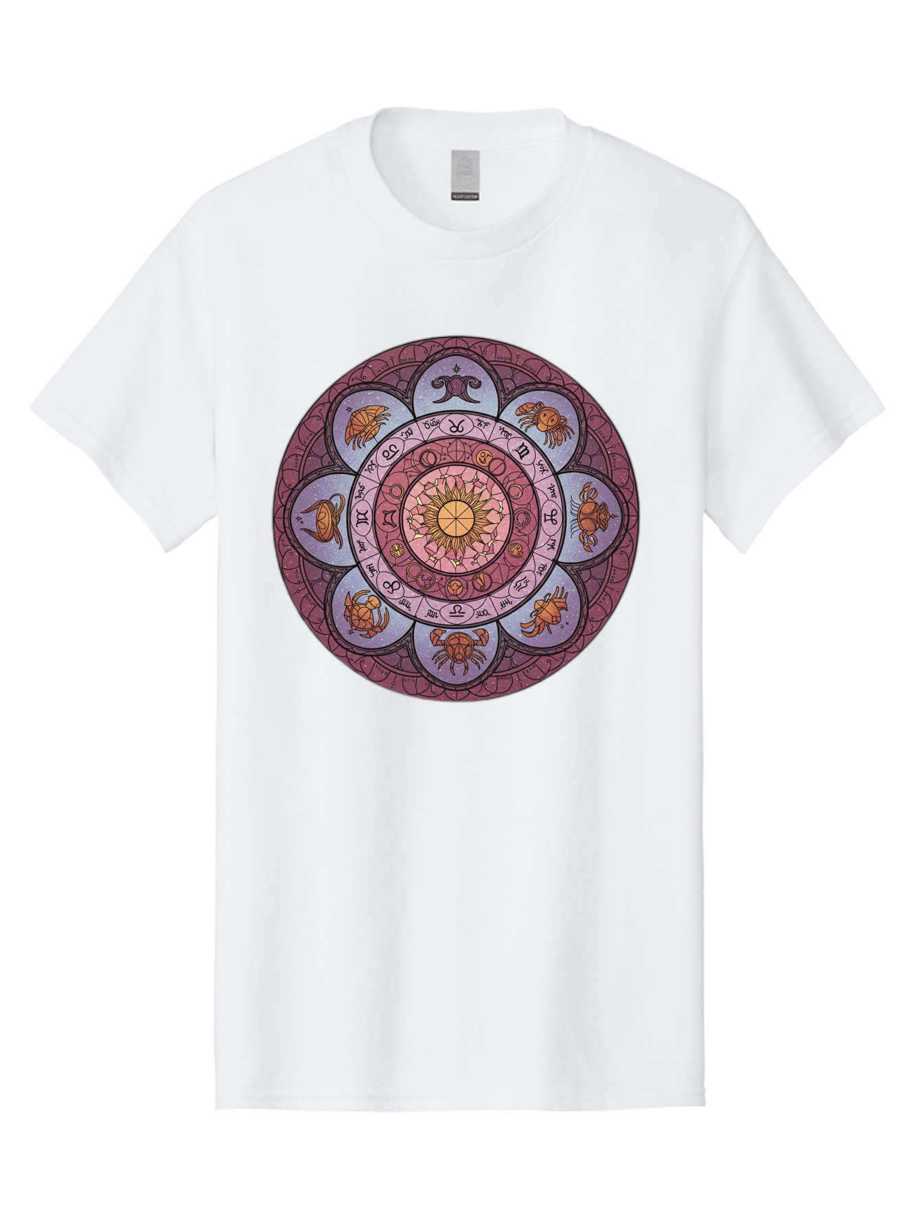 Zodiac-Circle-1 Men'S Graphic Tee, 100% Cotton, Comfortable Casual Summer Wear, Machine Washable, Zodiac Signs, Astrology Symbols, Celestial Wheel, Mandala Design, Spiritual Pattern, Mystical Art, Horoscope Chart, Esoteric Symbolism, Bae336 6