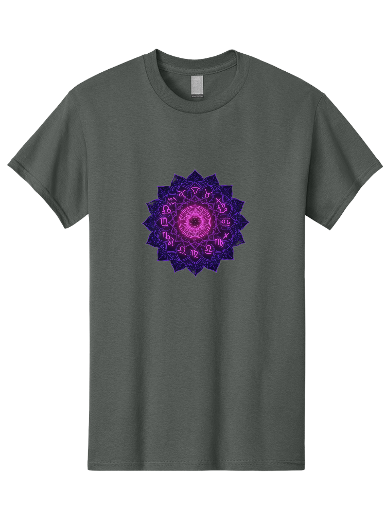 Zodiac-Mandala Men'S Graphic Tee, 100% Cotton, Comfortable Casual Summer Wear, Machine Washable, Zodiac Signs, Astrology Symbols, Mystical Art, Spiritual Design, Mandala Pattern, Purple And Pink Hues, Symbolic Representation, Horoscope Signs Bae340 4