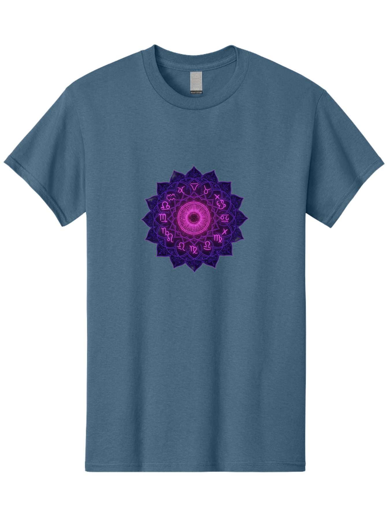 Zodiac-Mandala Men'S Graphic Tee, 100% Cotton, Comfortable Casual Summer Wear, Machine Washable, Zodiac Signs, Astrology Symbols, Mystical Art, Spiritual Design, Mandala Pattern, Purple And Pink Hues, Symbolic Representation, Horoscope Signs Bae340 15