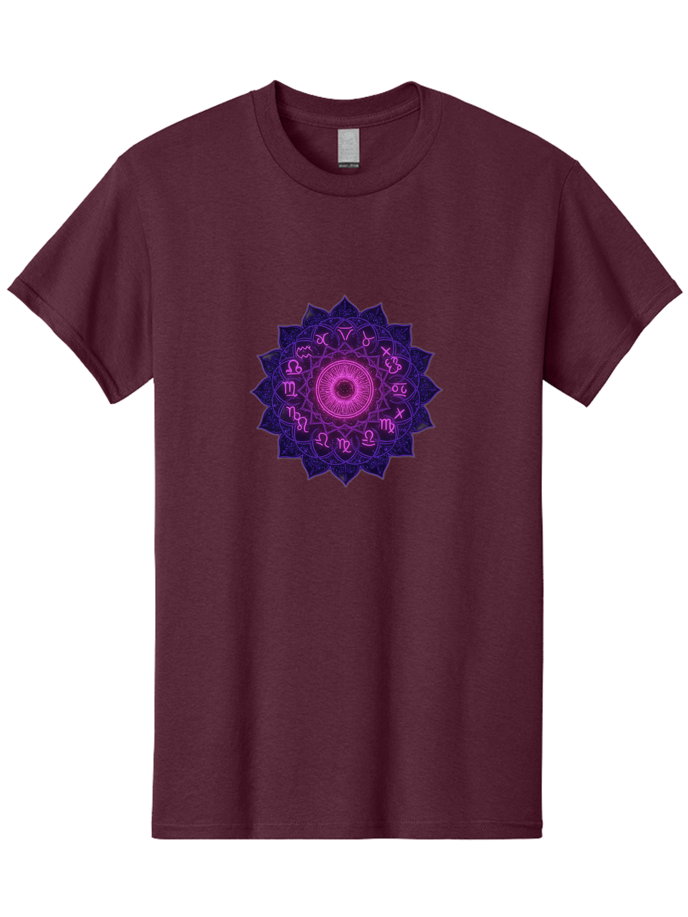 Zodiac-Mandala Men'S Graphic Tee, 100% Cotton, Comfortable Casual Summer Wear, Machine Washable, Zodiac Signs, Astrology Symbols, Mystical Art, Spiritual Design, Mandala Pattern, Purple And Pink Hues, Symbolic Representation, Horoscope Signs Bae340 10