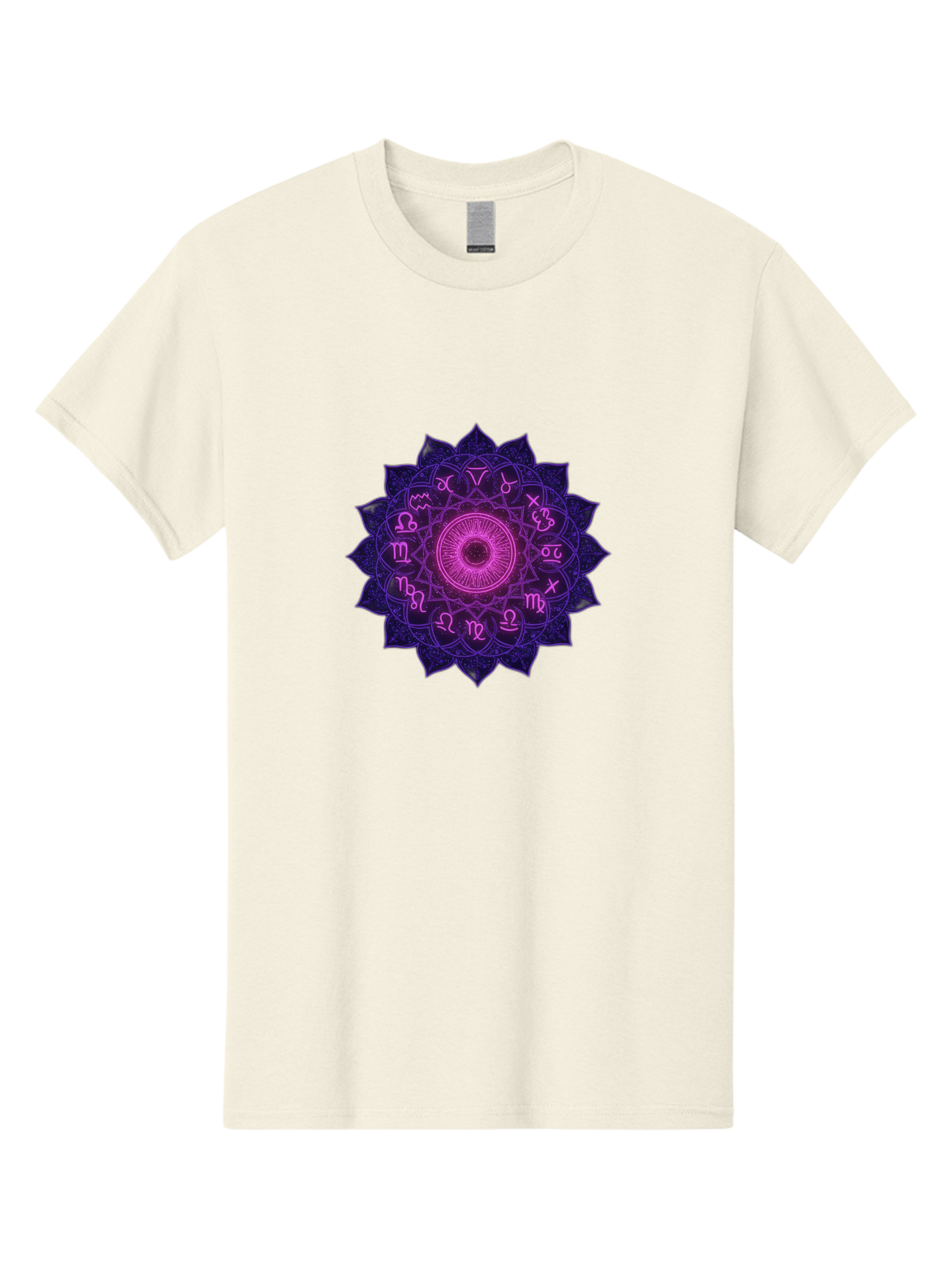 Zodiac-Mandala Men'S Graphic Tee, 100% Cotton, Comfortable Casual Summer Wear, Machine Washable, Zodiac Signs, Astrology Symbols, Mystical Art, Spiritual Design, Mandala Pattern, Purple And Pink Hues, Symbolic Representation, Horoscope Signs Bae340 5