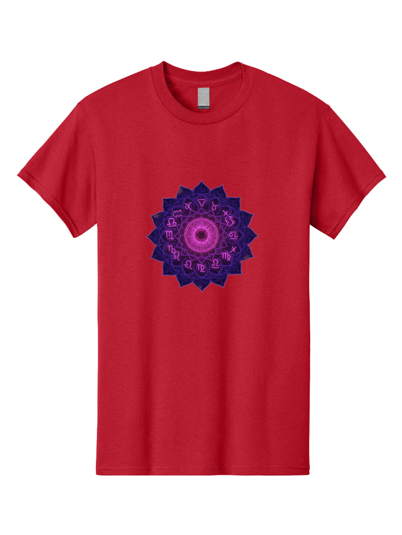 Zodiac-Mandala Men'S Graphic Tee, 100% Cotton, Comfortable Casual Summer Wear, Machine Washable, Zodiac Signs, Astrology Symbols, Mystical Art, Spiritual Design, Mandala Pattern, Purple And Pink Hues, Symbolic Representation, Horoscope Signs Bae340 8