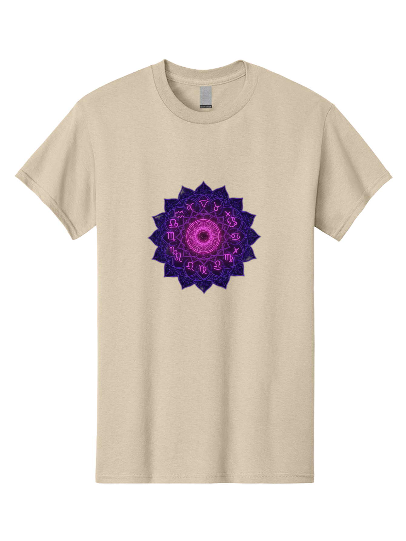 Zodiac-Mandala Men'S Graphic Tee, 100% Cotton, Comfortable Casual Summer Wear, Machine Washable, Zodiac Signs, Astrology Symbols, Mystical Art, Spiritual Design, Mandala Pattern, Purple And Pink Hues, Symbolic Representation, Horoscope Signs Bae340 12