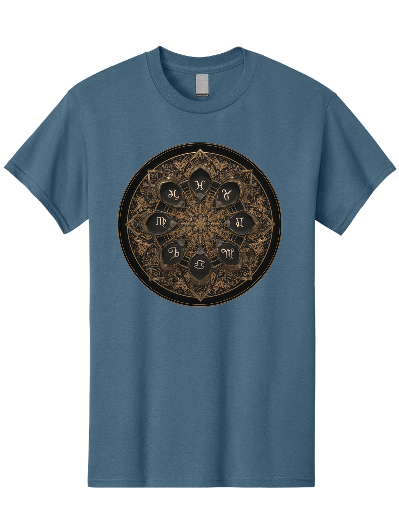 Zodiac-Signs-Mandala Men'S Graphic Tee, 100% Cotton, Comfortable Casual Summer Wear, Machine Washable, Zodiac Signs, Astrology Symbols, Mandala Art, Mystical Design, Spiritual Themes, Esoteric Patterns, Intricate Details, Bae341 15