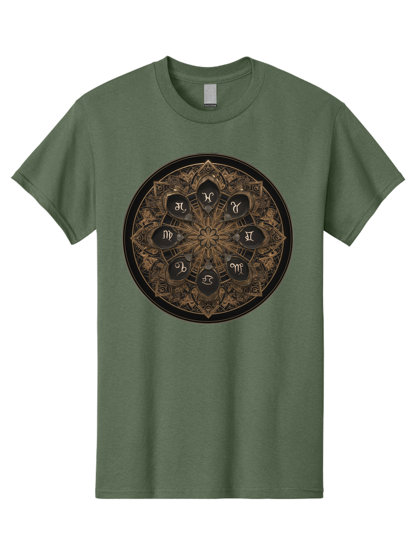 Zodiac-Signs-Mandala Men'S Graphic Tee, 100% Cotton, Comfortable Casual Summer Wear, Machine Washable, Zodiac Signs, Astrology Symbols, Mandala Art, Mystical Design, Spiritual Themes, Esoteric Patterns, Intricate Details, Bae341 7