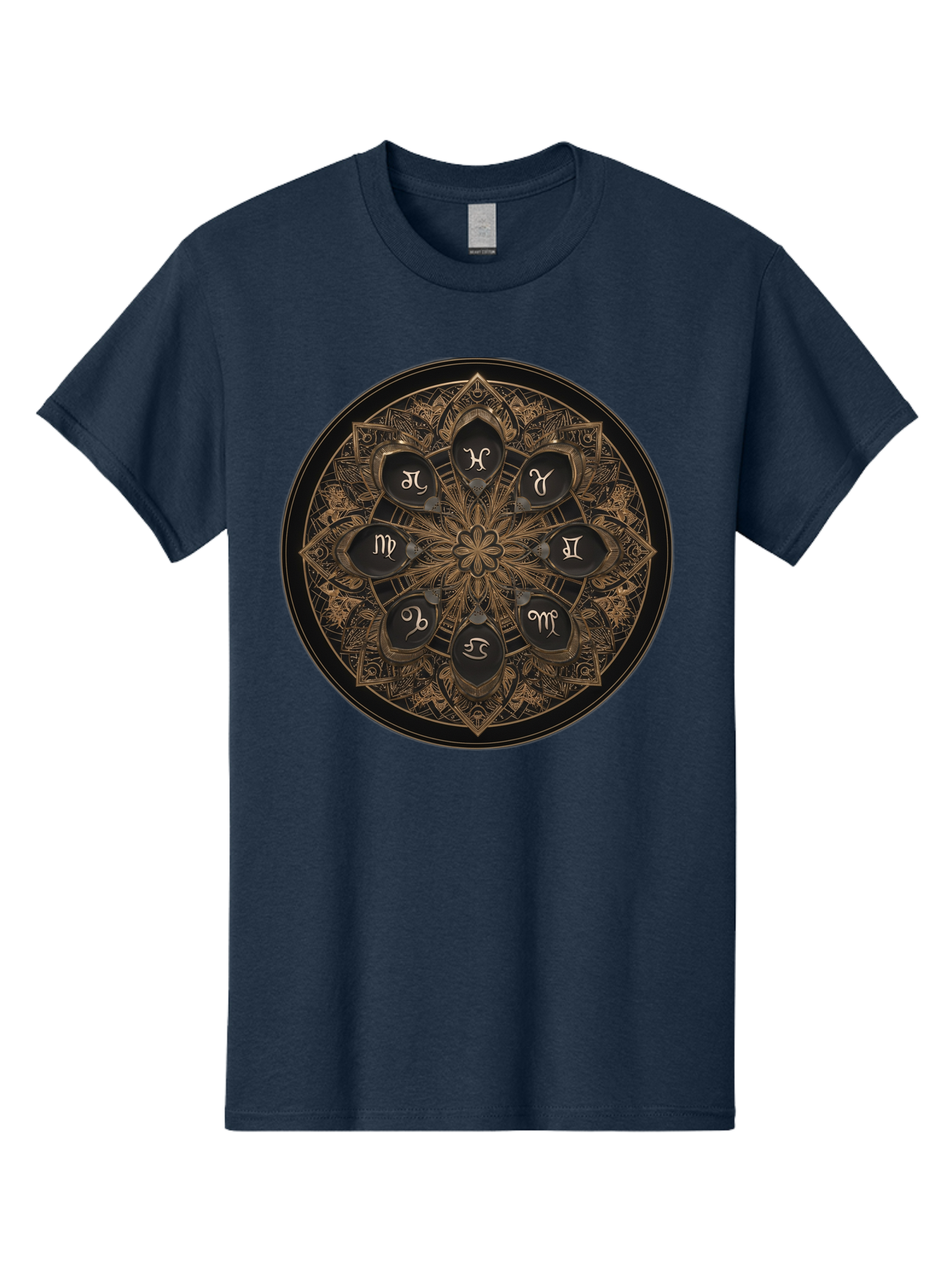 Zodiac-Signs-Mandala Men'S Graphic Tee, 100% Cotton, Comfortable Casual Summer Wear, Machine Washable, Zodiac Signs, Astrology Symbols, Mandala Art, Mystical Design, Spiritual Themes, Esoteric Patterns, Intricate Details, Bae341 8
