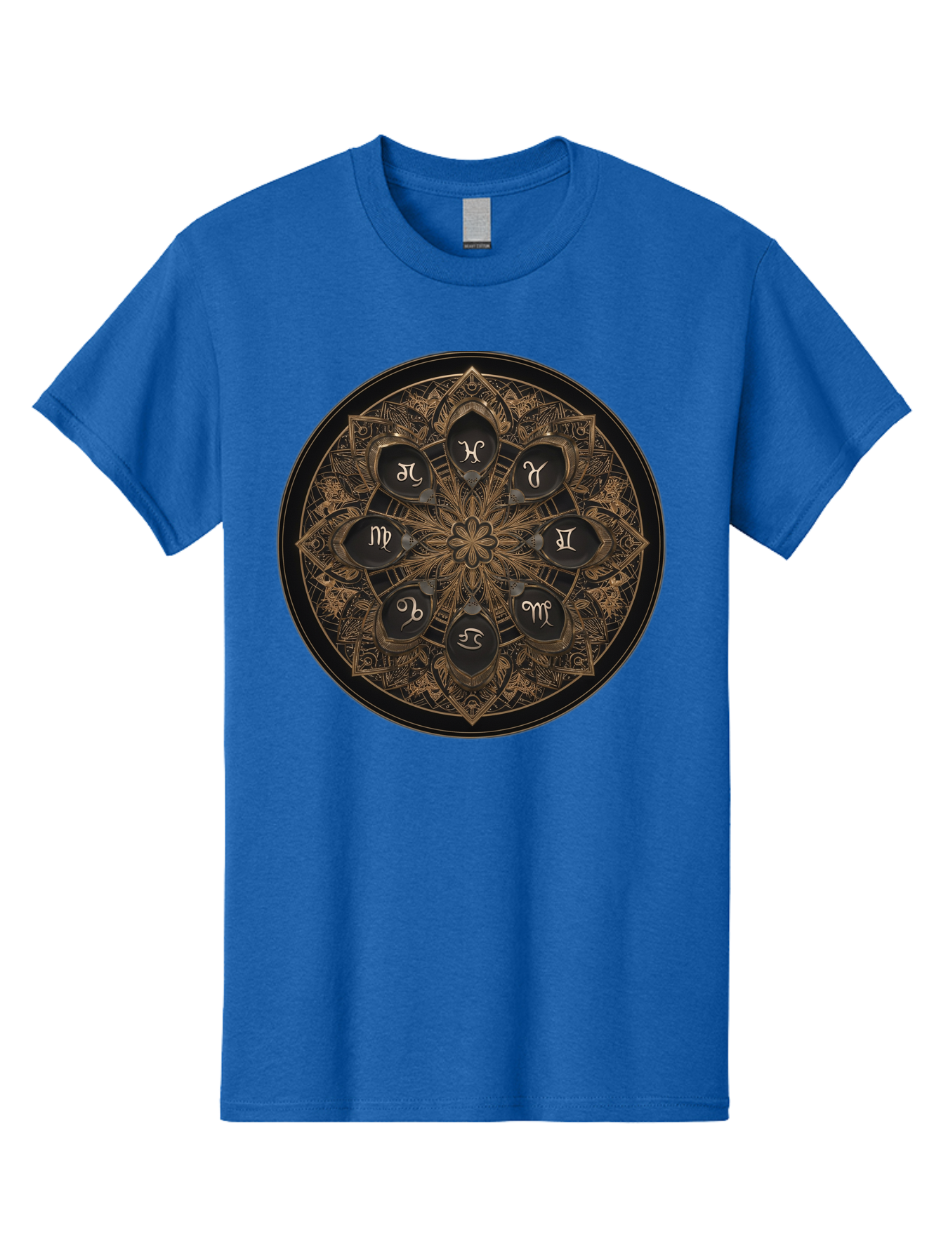 Zodiac-Signs-Mandala Men'S Graphic Tee, 100% Cotton, Comfortable Casual Summer Wear, Machine Washable, Zodiac Signs, Astrology Symbols, Mandala Art, Mystical Design, Spiritual Themes, Esoteric Patterns, Intricate Details, Bae341 14