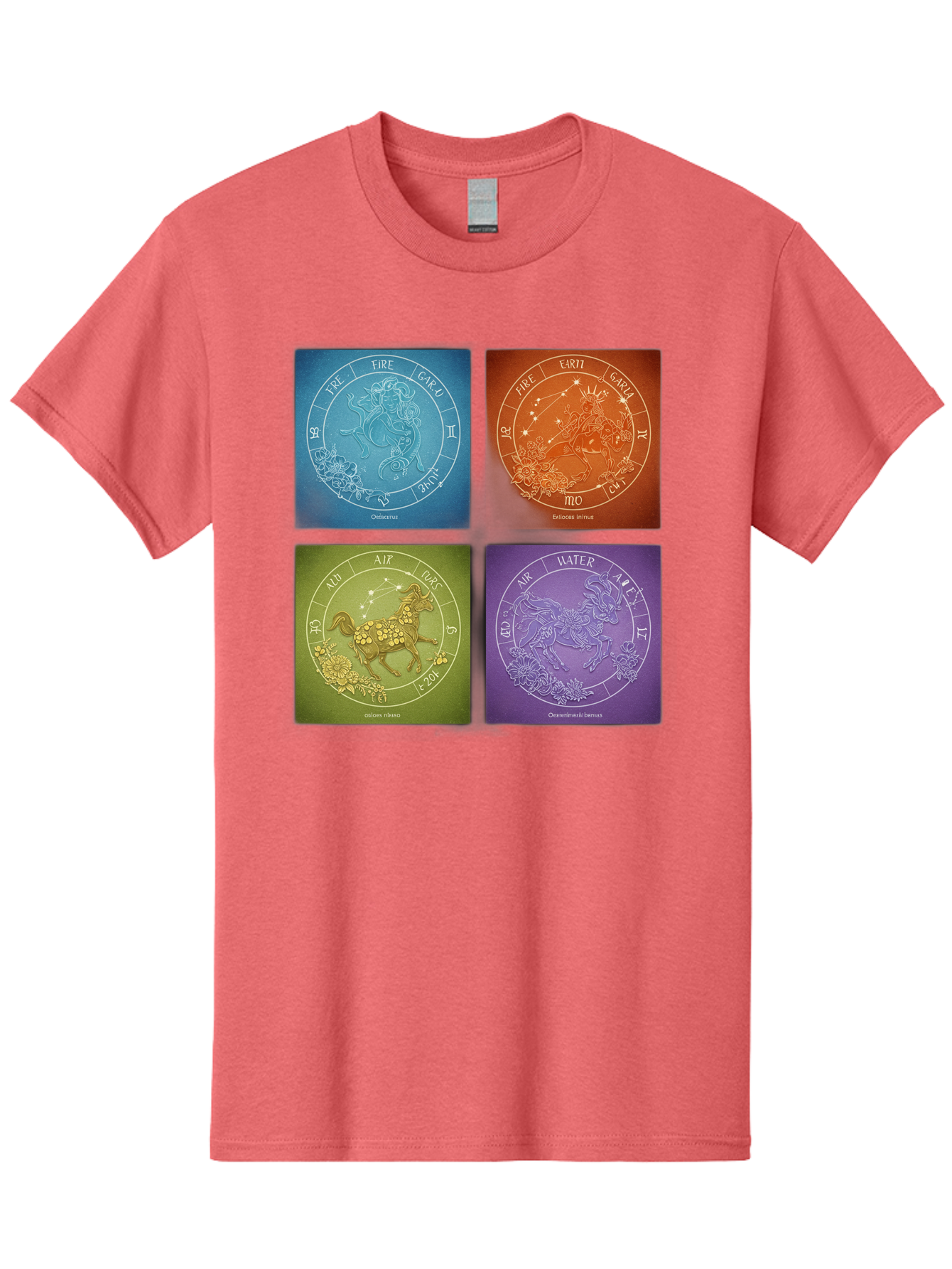 Zodiac-Signs Men'S Graphic Tee, 100% Cotton, Comfortable Casual Summer Wear, Machine Washable, Zodiac Signs, Astrological Elements, Fire, Earth, Air, Water, Horoscope Symbols, Celestial Bodies, Astrology Charts, Mystical Art Bae342 6