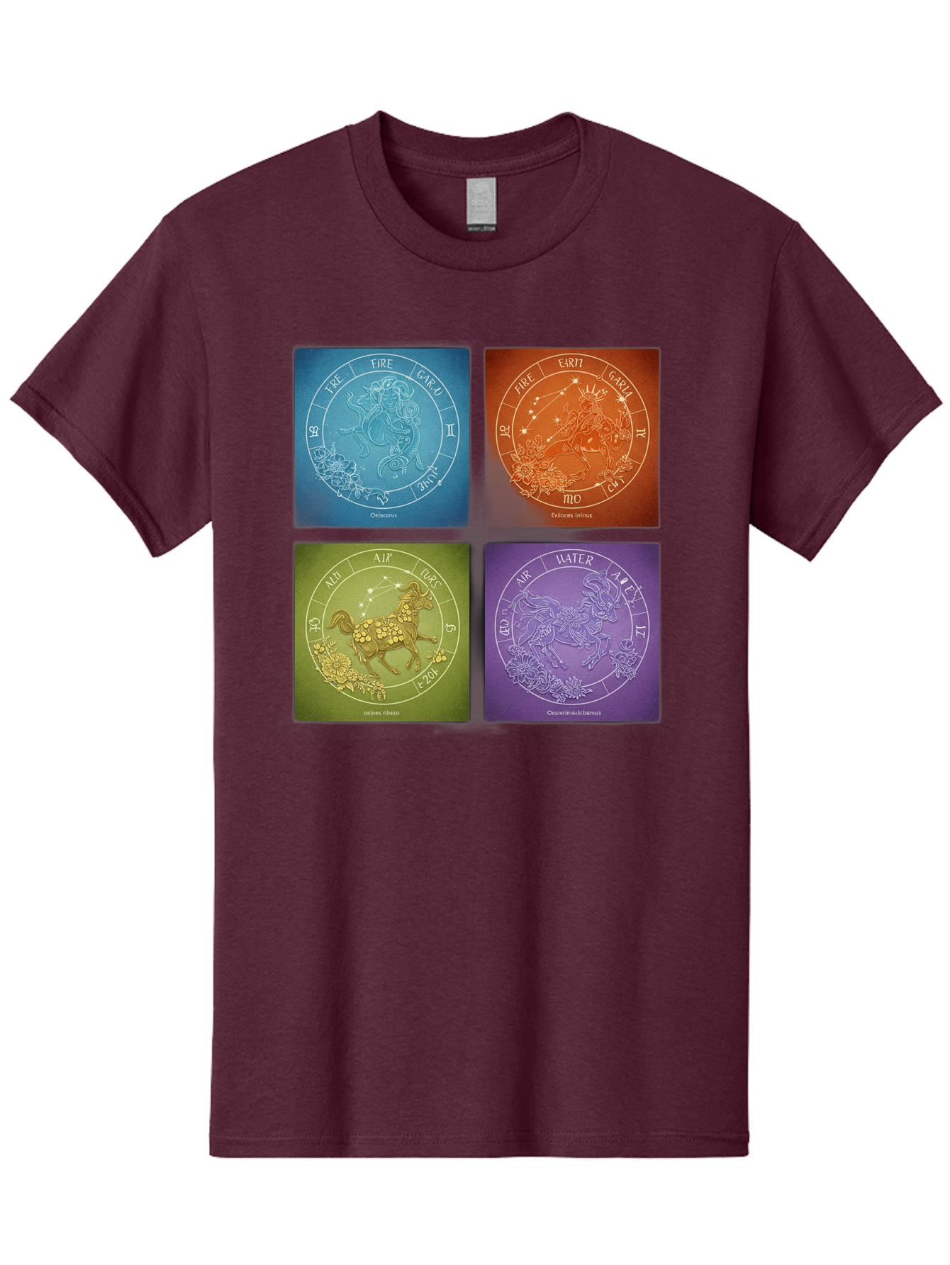 Zodiac-Signs Men'S Graphic Tee, 100% Cotton, Comfortable Casual Summer Wear, Machine Washable, Zodiac Signs, Astrological Elements, Fire, Earth, Air, Water, Horoscope Symbols, Celestial Bodies, Astrology Charts, Mystical Art Bae342 9