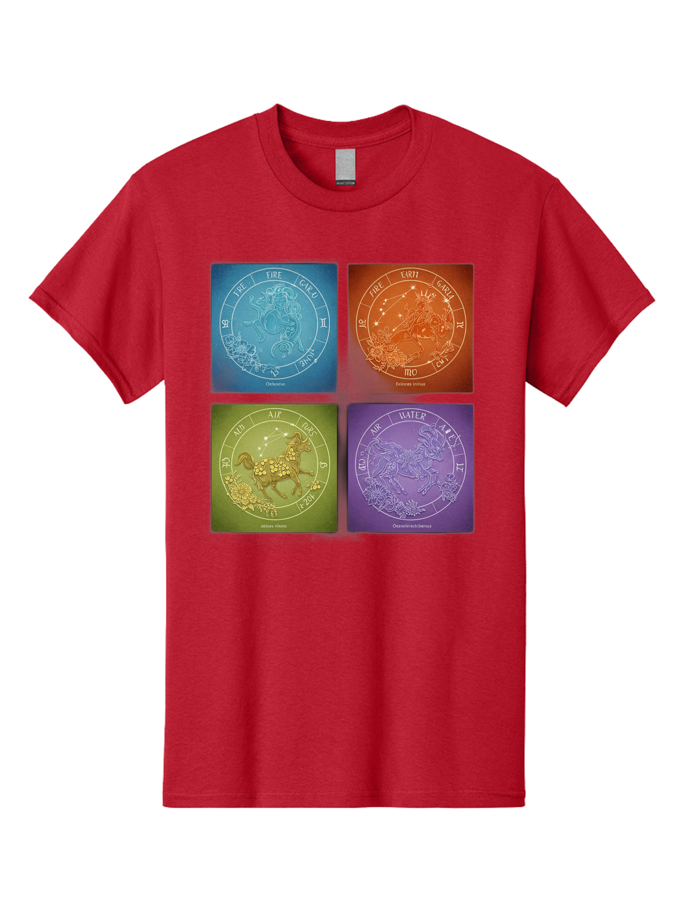 Zodiac-Signs Men'S Graphic Tee, 100% Cotton, Comfortable Casual Summer Wear, Machine Washable, Zodiac Signs, Astrological Elements, Fire, Earth, Air, Water, Horoscope Symbols, Celestial Bodies, Astrology Charts, Mystical Art Bae342 3