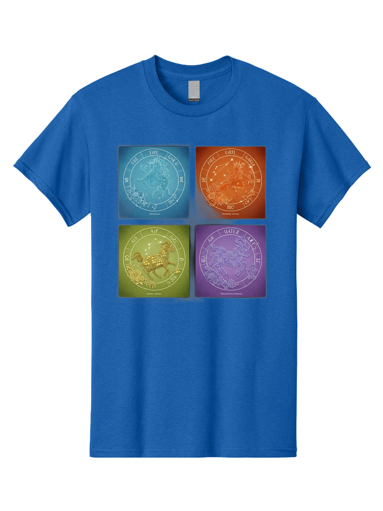 Zodiac-Signs Men'S Graphic Tee, 100% Cotton, Comfortable Casual Summer Wear, Machine Washable, Zodiac Signs, Astrological Elements, Fire, Earth, Air, Water, Horoscope Symbols, Celestial Bodies, Astrology Charts, Mystical Art Bae342 10