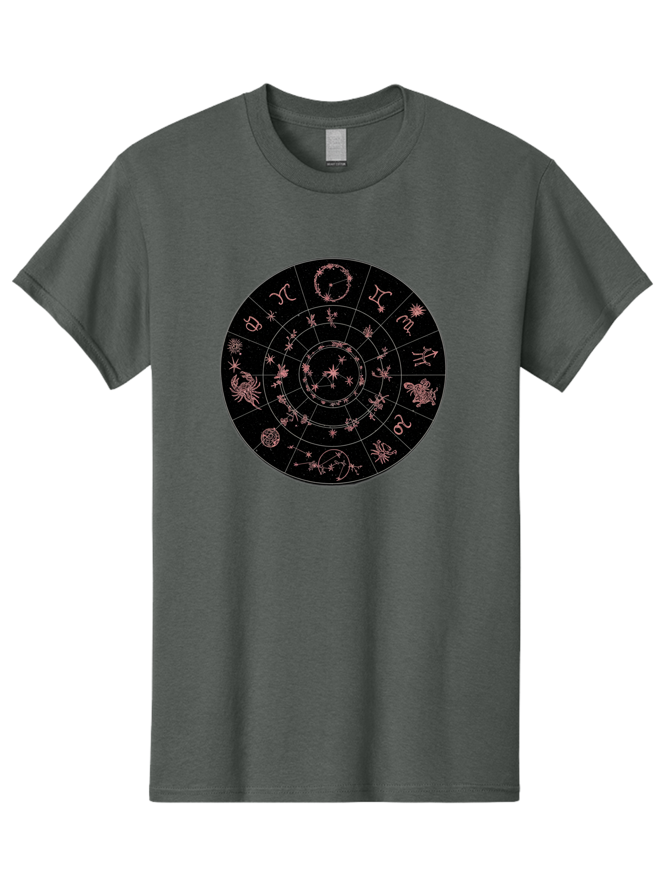 Zodiac-Wheel-1 Men'S Graphic Tee, 100% Cotton, Comfortable Casual Summer Wear, Machine Washable, Zodiac Signs, Astrology Chart, Mystical Symbols, Stars And Constellations, Horoscope Wheel, Spiritual Emblem, Celestial Map, Pink Illustrations Bae343 10