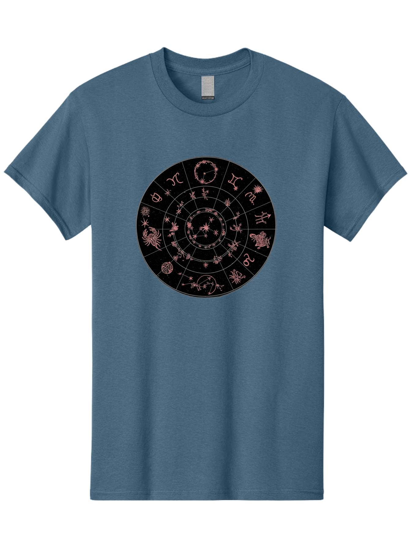 Zodiac-Wheel-1 Men'S Graphic Tee, 100% Cotton, Comfortable Casual Summer Wear, Machine Washable, Zodiac Signs, Astrology Chart, Mystical Symbols, Stars And Constellations, Horoscope Wheel, Spiritual Emblem, Celestial Map, Pink Illustrations Bae343 15