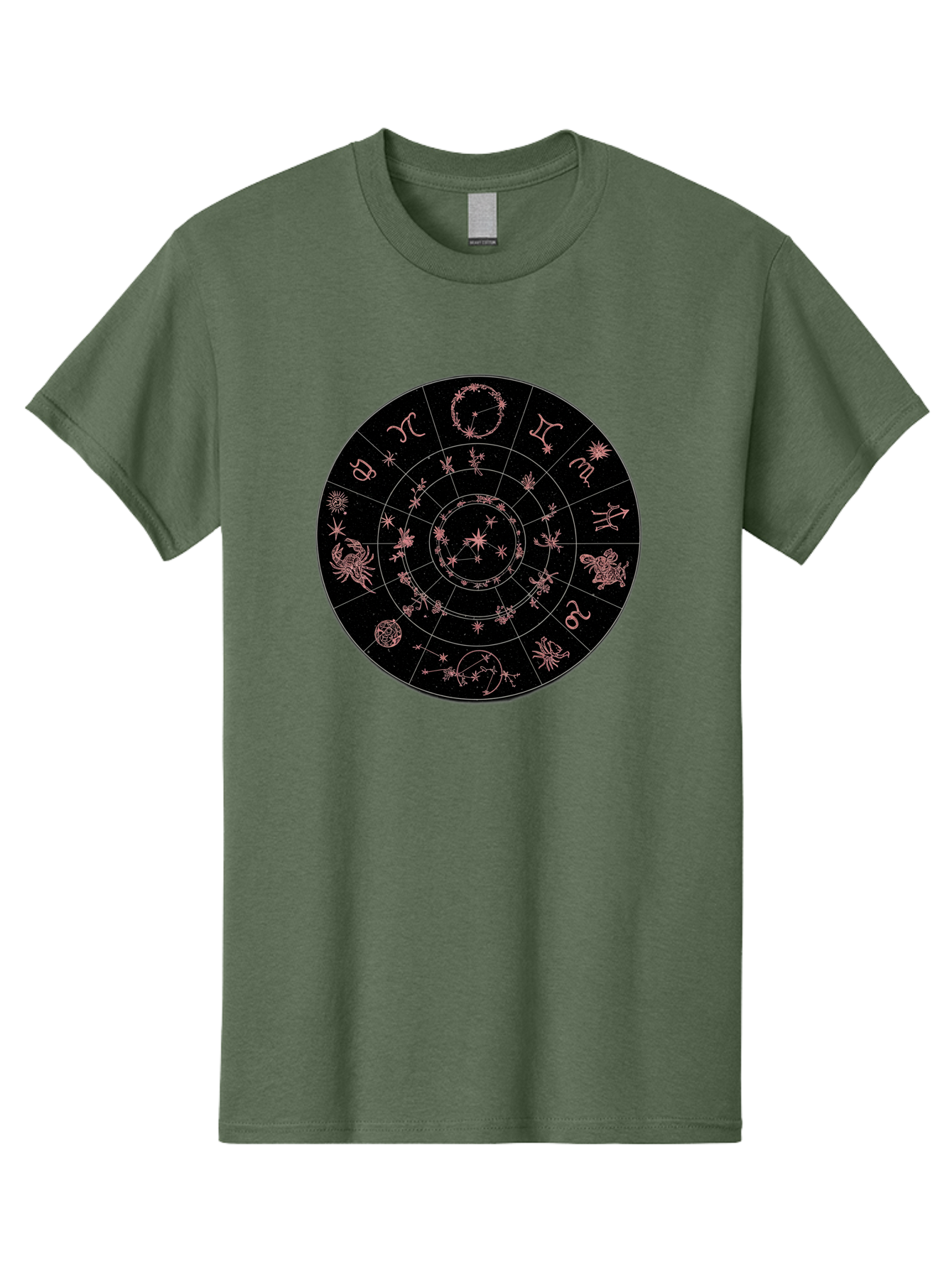 Zodiac-Wheel-1 Men'S Graphic Tee, 100% Cotton, Comfortable Casual Summer Wear, Machine Washable, Zodiac Signs, Astrology Chart, Mystical Symbols, Stars And Constellations, Horoscope Wheel, Spiritual Emblem, Celestial Map, Pink Illustrations Bae343 1