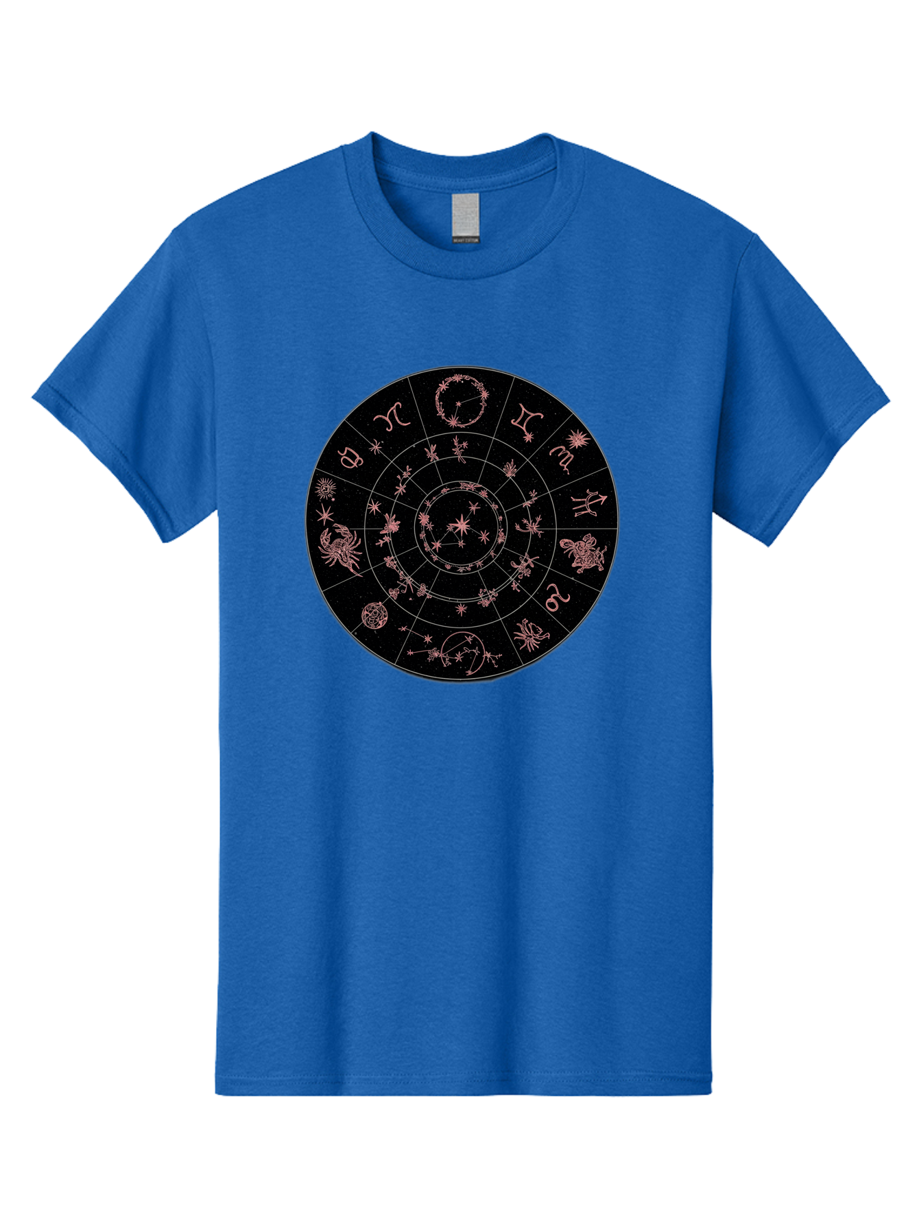 Zodiac-Wheel-1 Men'S Graphic Tee, 100% Cotton, Comfortable Casual Summer Wear, Machine Washable, Zodiac Signs, Astrology Chart, Mystical Symbols, Stars And Constellations, Horoscope Wheel, Spiritual Emblem, Celestial Map, Pink Illustrations Bae343 8