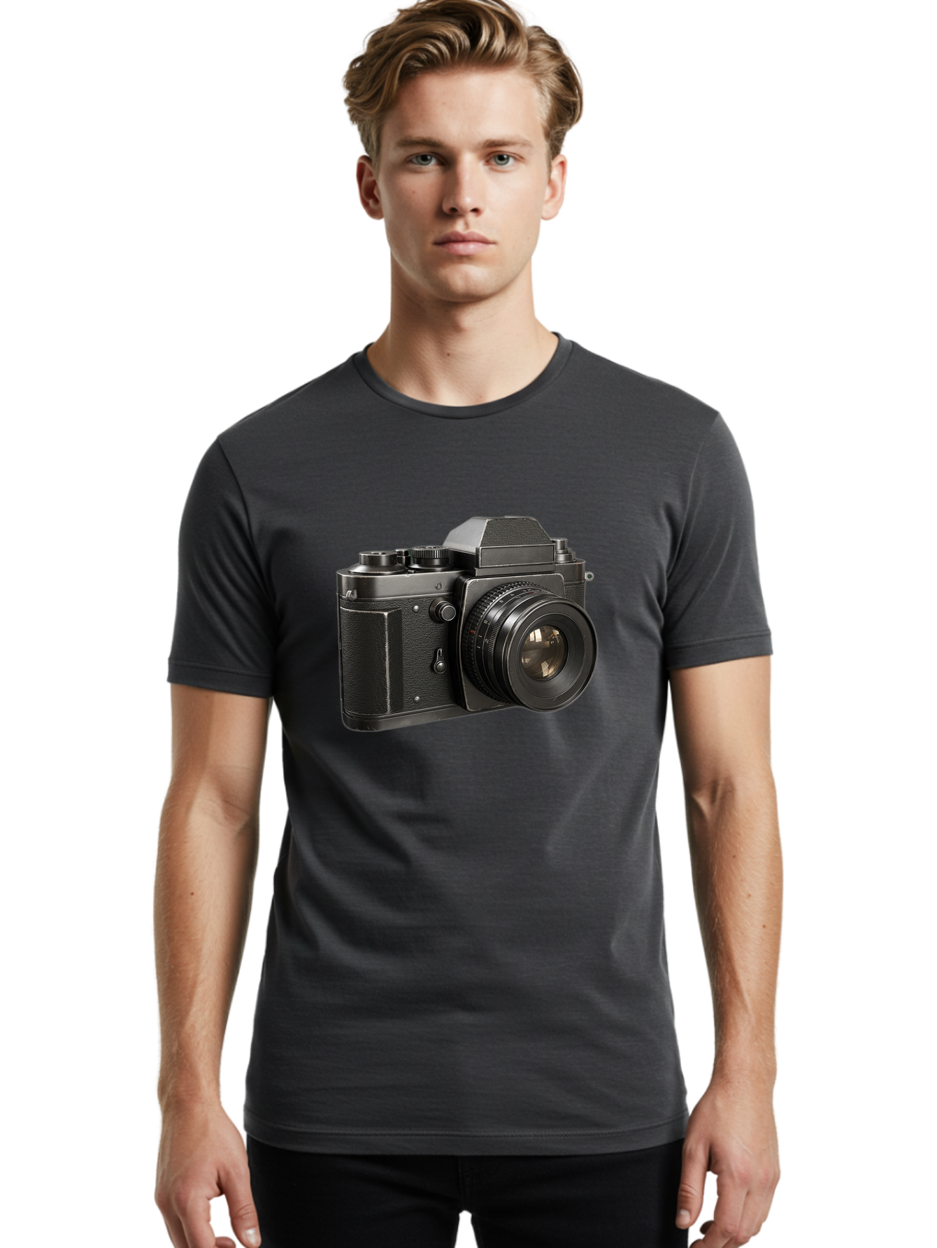 35Mm-Film-Camera Men'S Graphic Tee, 100% Cotton, Comfortable Casual Summer Wear, Machine Washable, Vintage Camera, Retro Photography, Classic Camera Design, Black Camera Body, Camera Lens, Photography Equipment, Analog Camera, Film Camera, Bae346 19