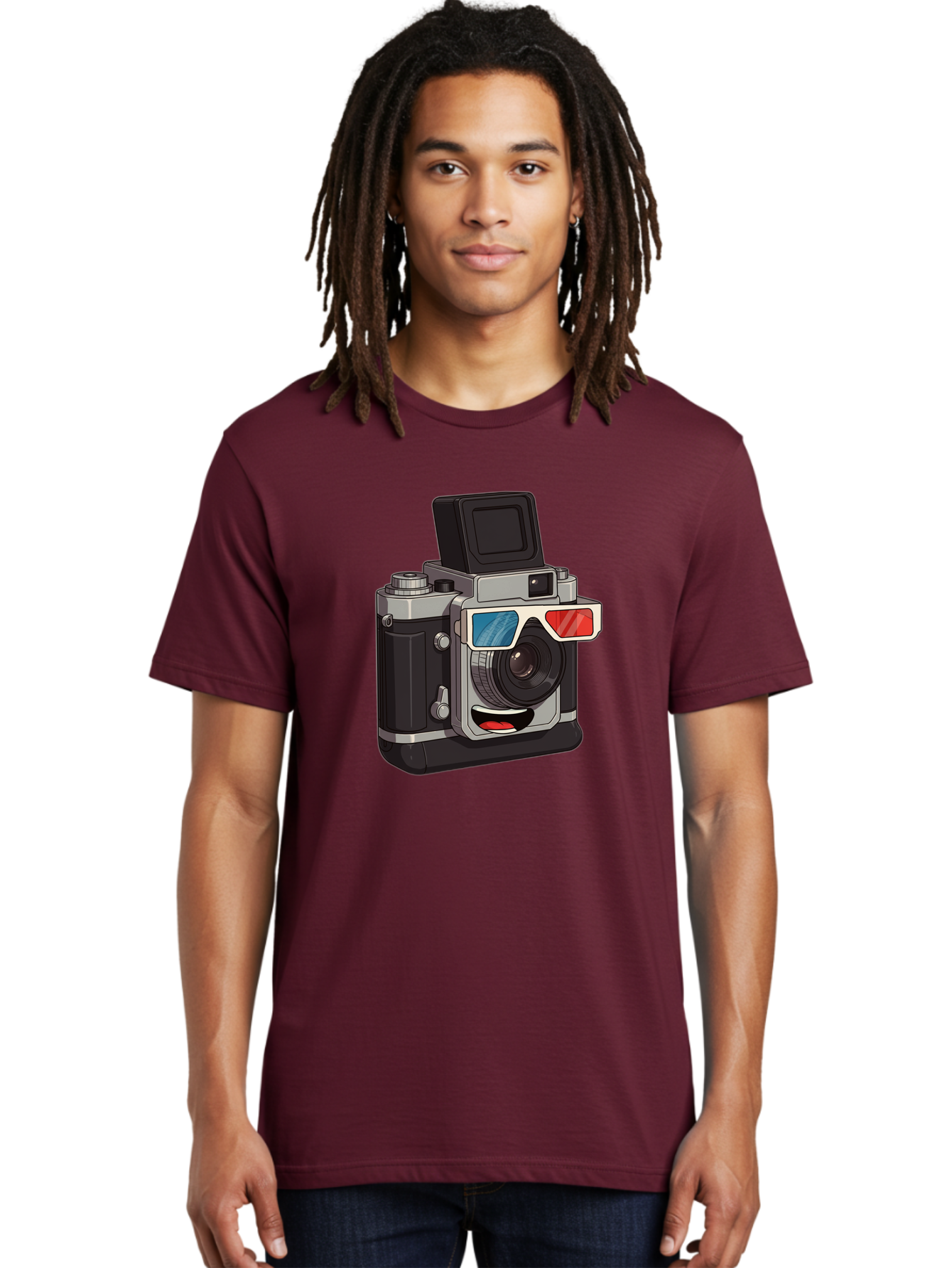 3D-Camera Men'S Graphic Tee, 100% Cotton, Comfortable Casual Summer Wear, Machine Washable, Vintage Camera, 3D Glasses, Retro Style, Cartoon Character, Photography Equipment, Nostalgic Feel, Funky Accessories, Camera Lens Bae347 18