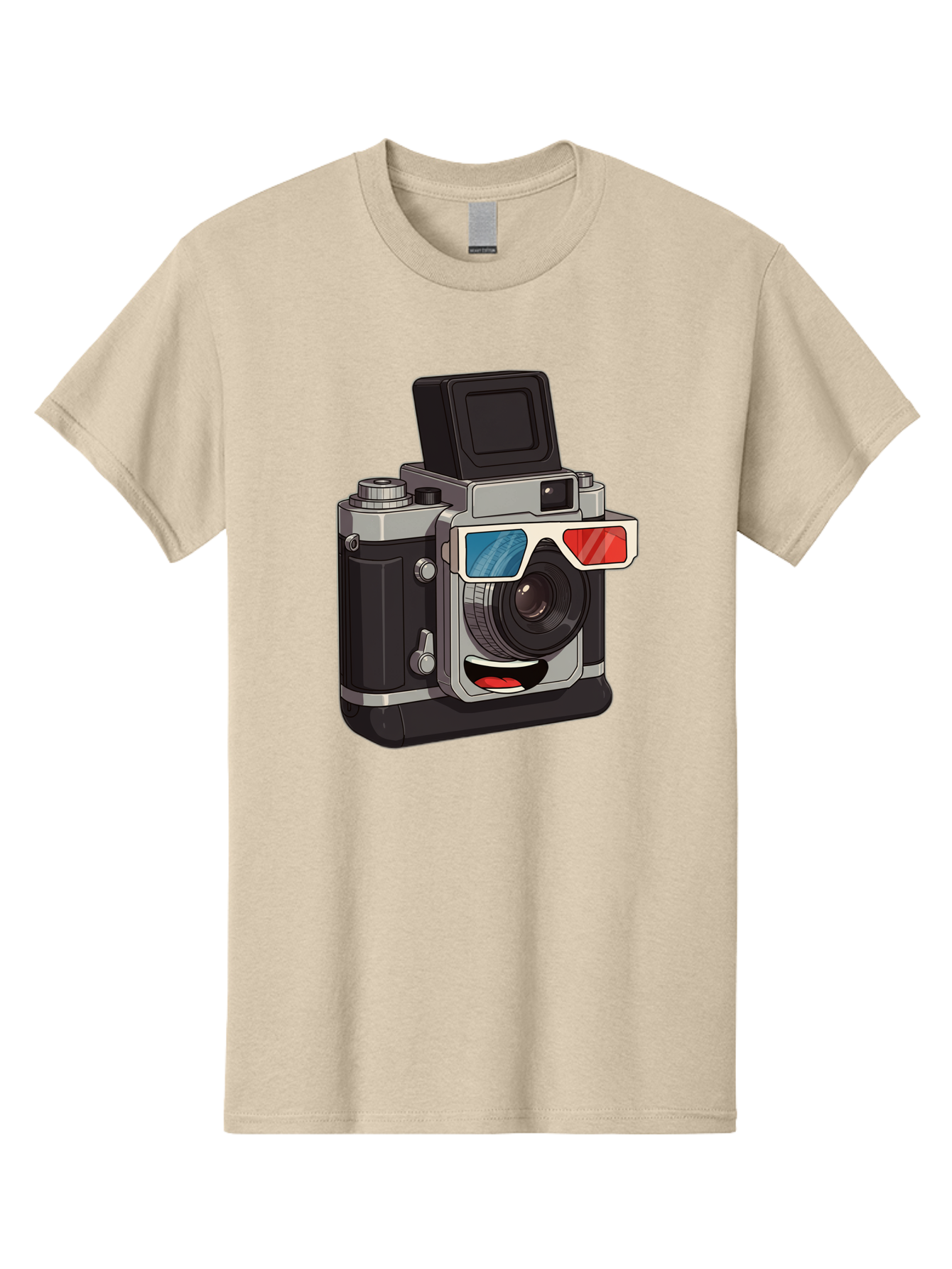 3D-Camera Men'S Graphic Tee, 100% Cotton, Comfortable Casual Summer Wear, Machine Washable, Vintage Camera, 3D Glasses, Retro Style, Cartoon Character, Photography Equipment, Nostalgic Feel, Funky Accessories, Camera Lens Bae347 4