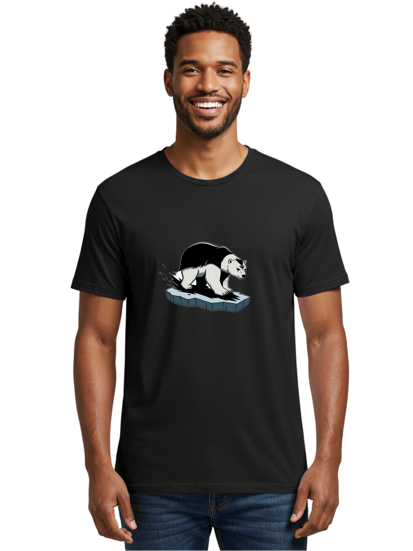 Aggressive-Panda Men'S Graphic Tee, 100% Cotton, Comfortable Casual Summer Wear, Machine Washable, Panda On A Rock, Panda Bear, Black And White, Cartoon Style, Dynamic Movement, Wildlife, Animated Character, Stone Platform Bae349 23