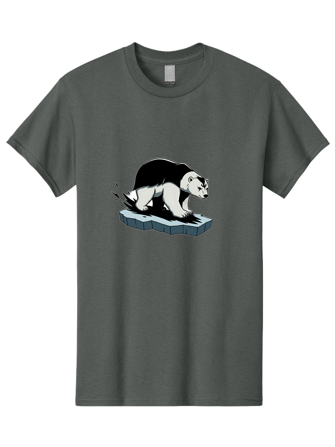 Aggressive-Panda Men'S Graphic Tee, 100% Cotton, Comfortable Casual Summer Wear, Machine Washable, Panda On A Rock, Panda Bear, Black And White, Cartoon Style, Dynamic Movement, Wildlife, Animated Character, Stone Platform Bae349 3