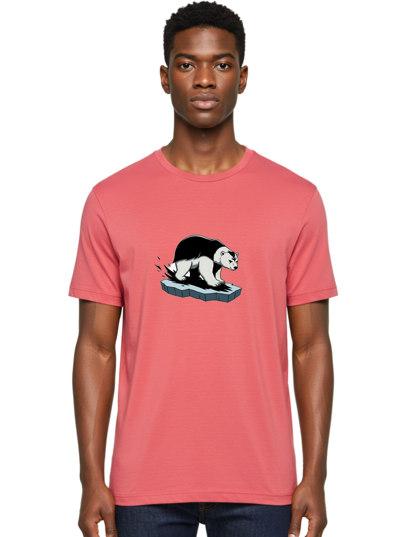 Aggressive-Panda Men'S Graphic Tee, 100% Cotton, Comfortable Casual Summer Wear, Machine Washable, Panda On A Rock, Panda Bear, Black And White, Cartoon Style, Dynamic Movement, Wildlife, Animated Character, Stone Platform Bae349 28