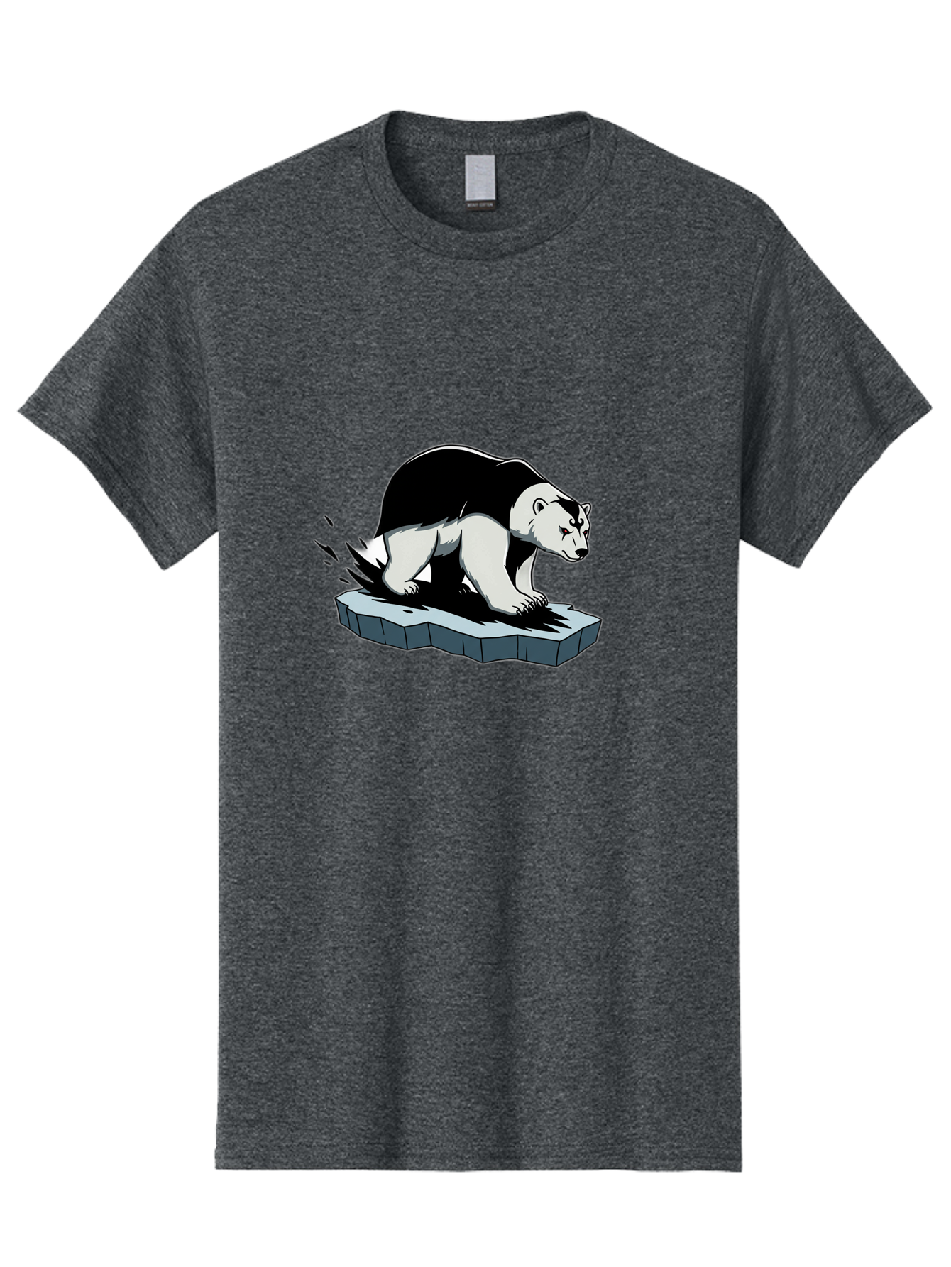 Aggressive-Panda Men'S Graphic Tee, 100% Cotton, Comfortable Casual Summer Wear, Machine Washable, Panda On A Rock, Panda Bear, Black And White, Cartoon Style, Dynamic Movement, Wildlife, Animated Character, Stone Platform Bae349 11