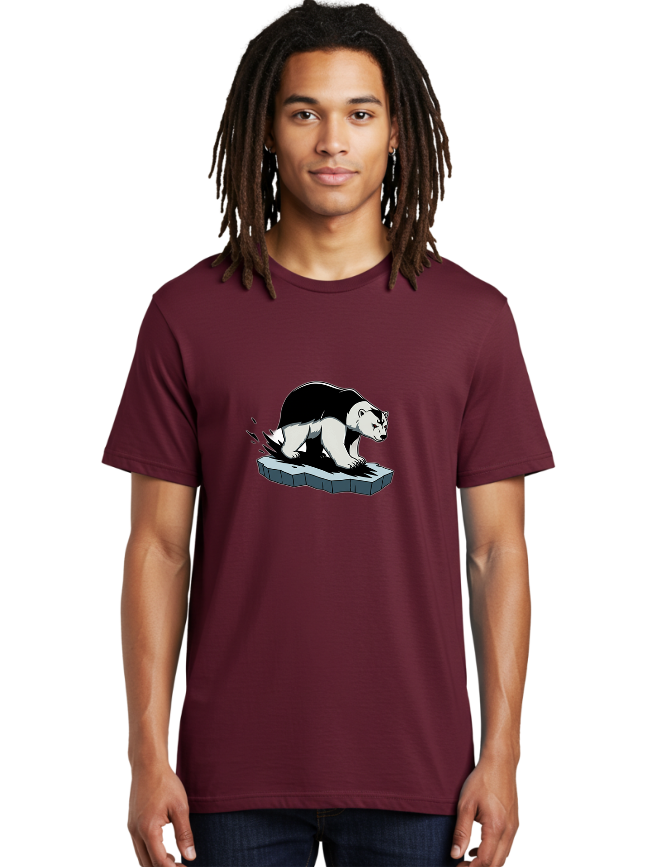 Aggressive-Panda Men'S Graphic Tee, 100% Cotton, Comfortable Casual Summer Wear, Machine Washable, Panda On A Rock, Panda Bear, Black And White, Cartoon Style, Dynamic Movement, Wildlife, Animated Character, Stone Platform Bae349 21