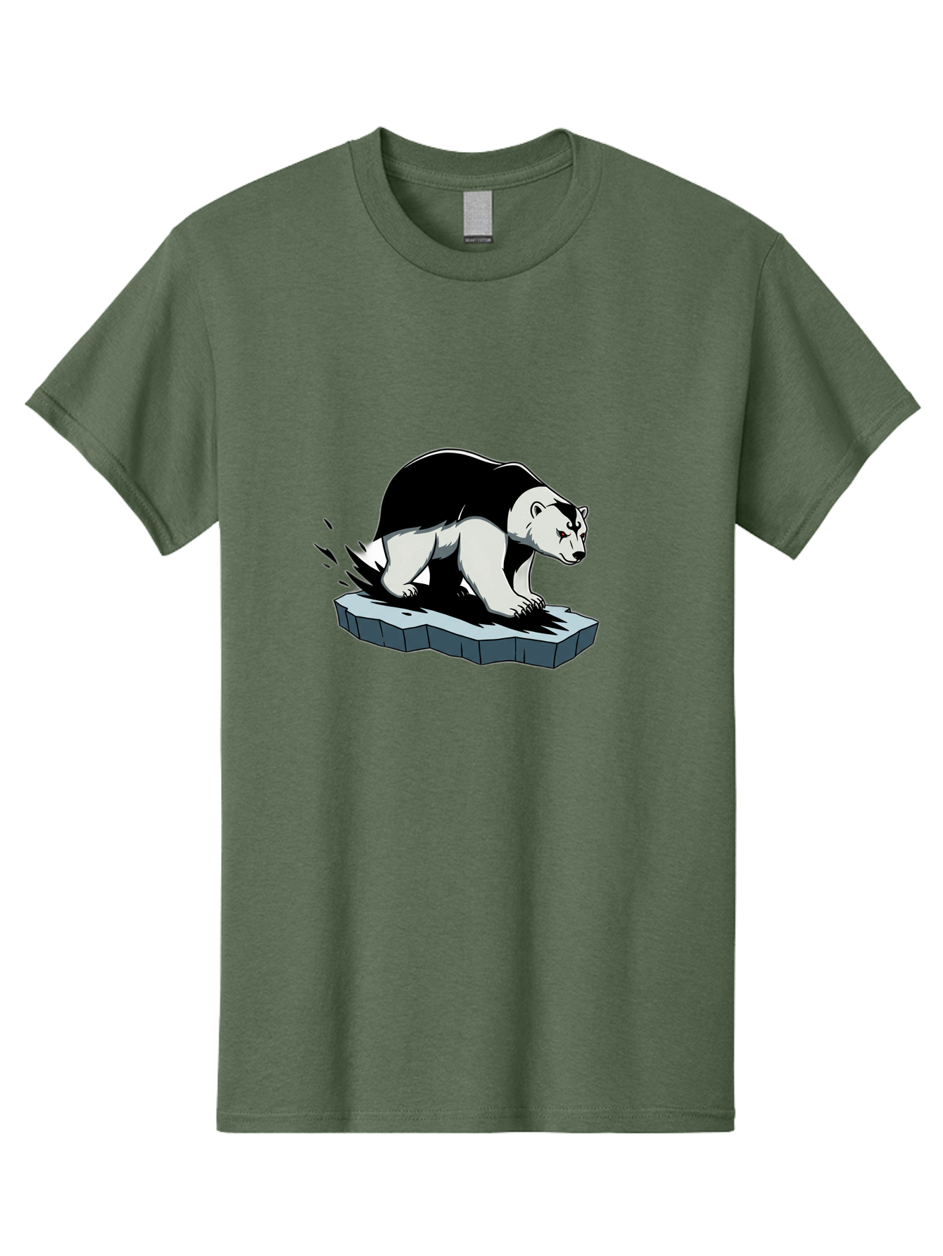 Aggressive-Panda Men'S Graphic Tee, 100% Cotton, Comfortable Casual Summer Wear, Machine Washable, Panda On A Rock, Panda Bear, Black And White, Cartoon Style, Dynamic Movement, Wildlife, Animated Character, Stone Platform Bae349 4