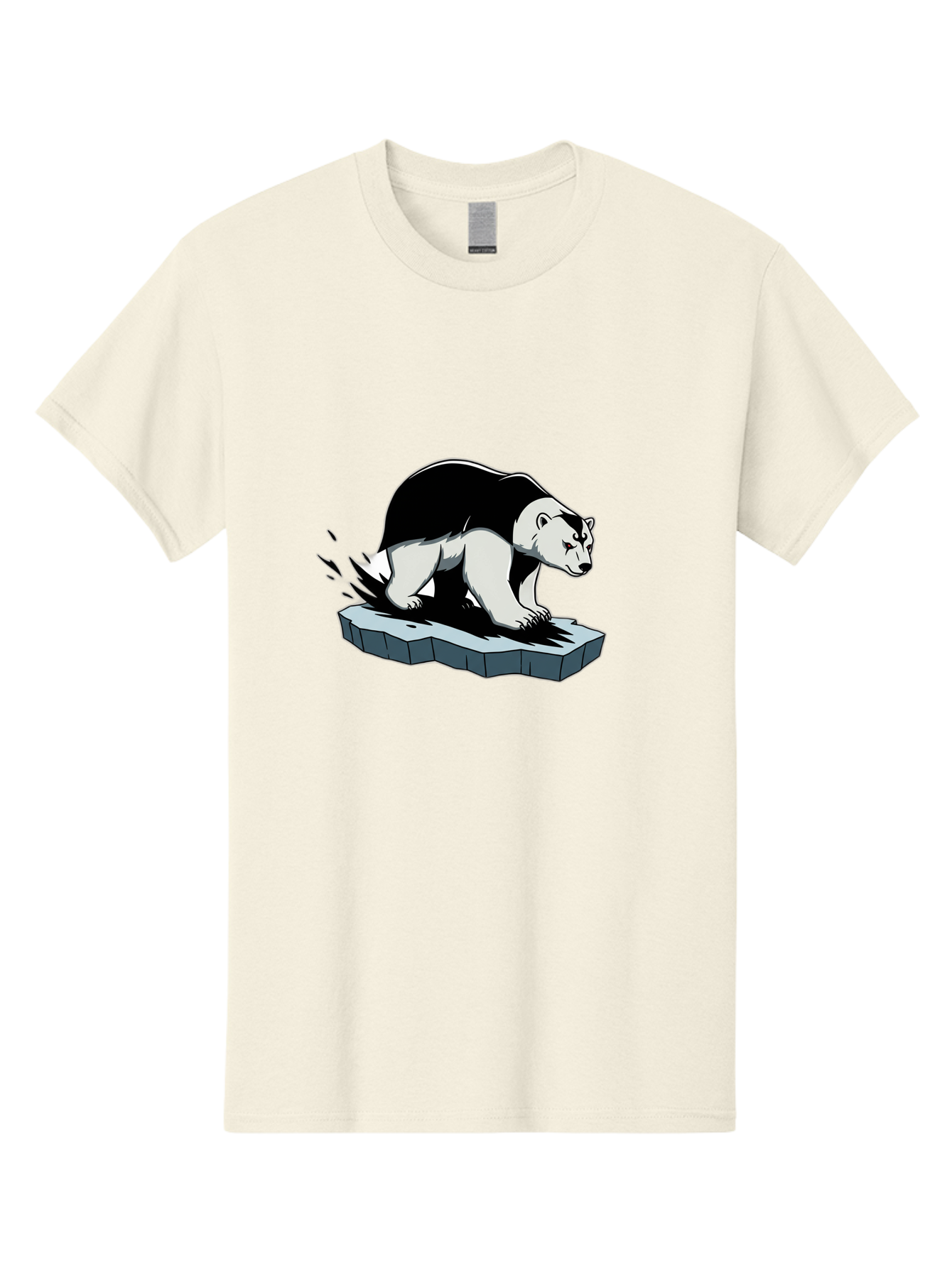 Aggressive-Panda Men'S Graphic Tee, 100% Cotton, Comfortable Casual Summer Wear, Machine Washable, Panda On A Rock, Panda Bear, Black And White, Cartoon Style, Dynamic Movement, Wildlife, Animated Character, Stone Platform Bae349 5