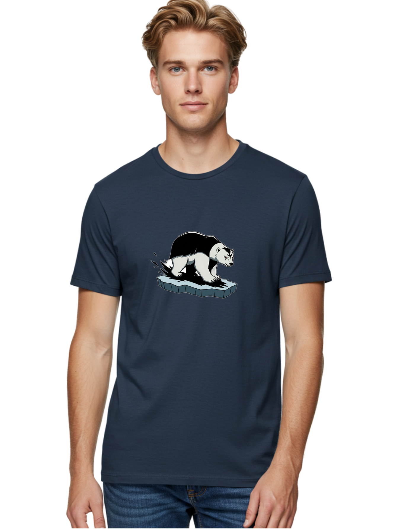 Aggressive-Panda Men'S Graphic Tee, 100% Cotton, Comfortable Casual Summer Wear, Machine Washable, Panda On A Rock, Panda Bear, Black And White, Cartoon Style, Dynamic Movement, Wildlife, Animated Character, Stone Platform Bae349 22