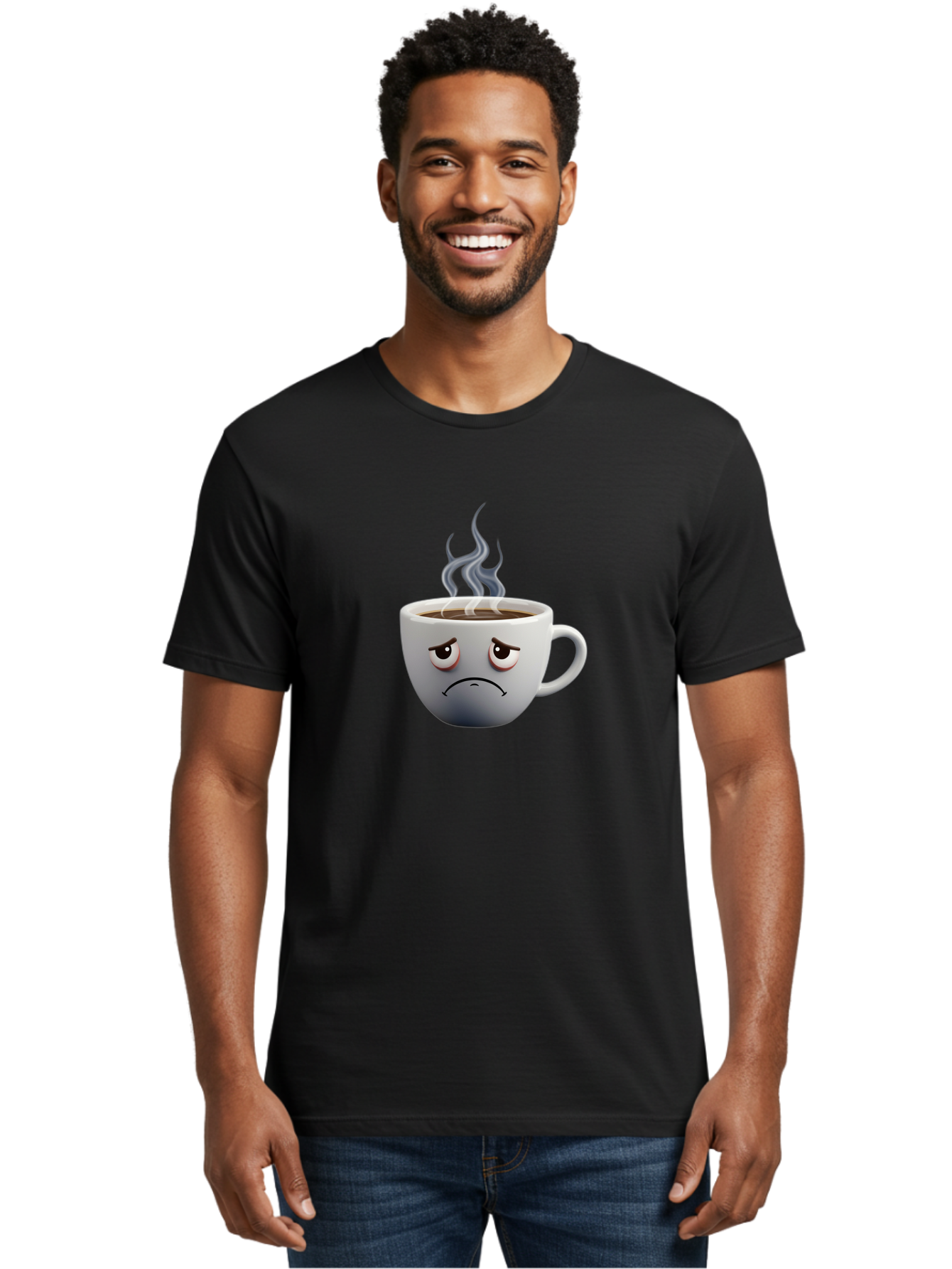 Angry-Coffee-Cup-2 Men'S Graphic Tee, 100% Cotton, Comfortable Casual Summer Wear, Machine Washable, Angry Coffee Cup, Sad Face, Steaming Coffee, Upset Emoji, Grumpy Character, Frowning Mug, Coffee Drama, Bitter Coffee Bae351 30