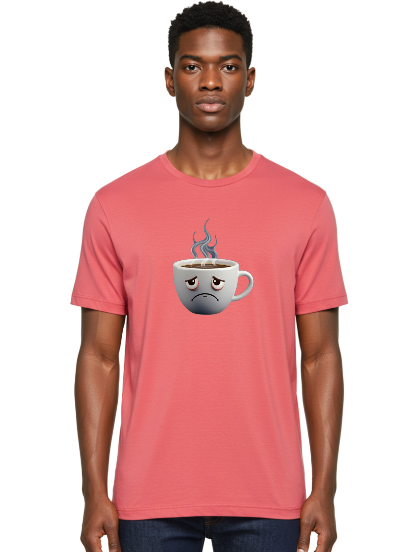 Angry-Coffee-Cup-2 Men'S Graphic Tee, 100% Cotton, Comfortable Casual Summer Wear, Machine Washable, Angry Coffee Cup, Sad Face, Steaming Coffee, Upset Emoji, Grumpy Character, Frowning Mug, Coffee Drama, Bitter Coffee Bae351 20