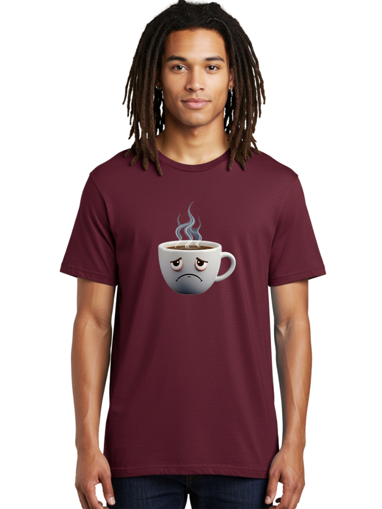 Angry-Coffee-Cup-2 Men'S Graphic Tee, 100% Cotton, Comfortable Casual Summer Wear, Machine Washable, Angry Coffee Cup, Sad Face, Steaming Coffee, Upset Emoji, Grumpy Character, Frowning Mug, Coffee Drama, Bitter Coffee Bae351 18