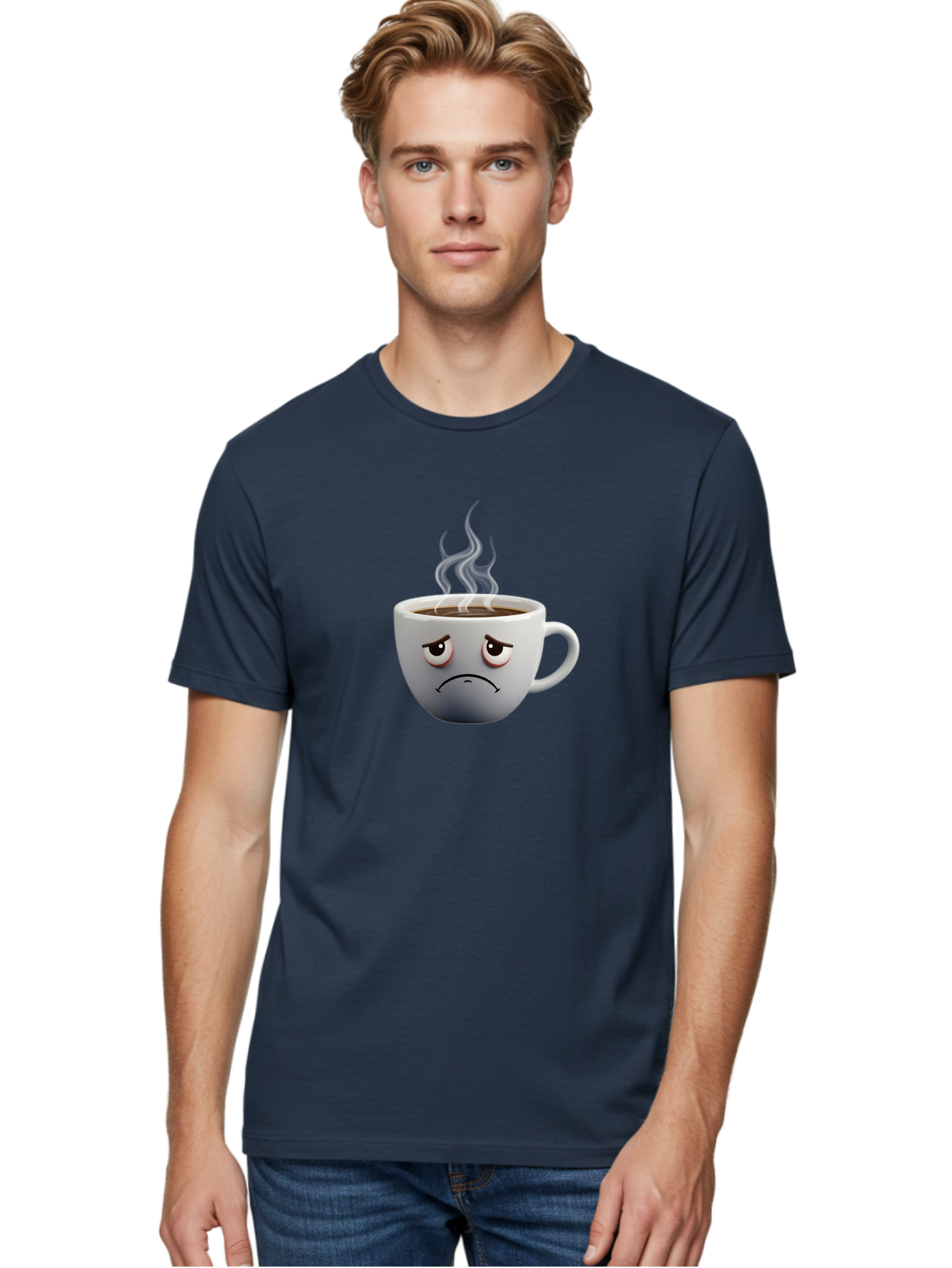 Angry-Coffee-Cup-2 Men'S Graphic Tee, 100% Cotton, Comfortable Casual Summer Wear, Machine Washable, Angry Coffee Cup, Sad Face, Steaming Coffee, Upset Emoji, Grumpy Character, Frowning Mug, Coffee Drama, Bitter Coffee Bae351 21