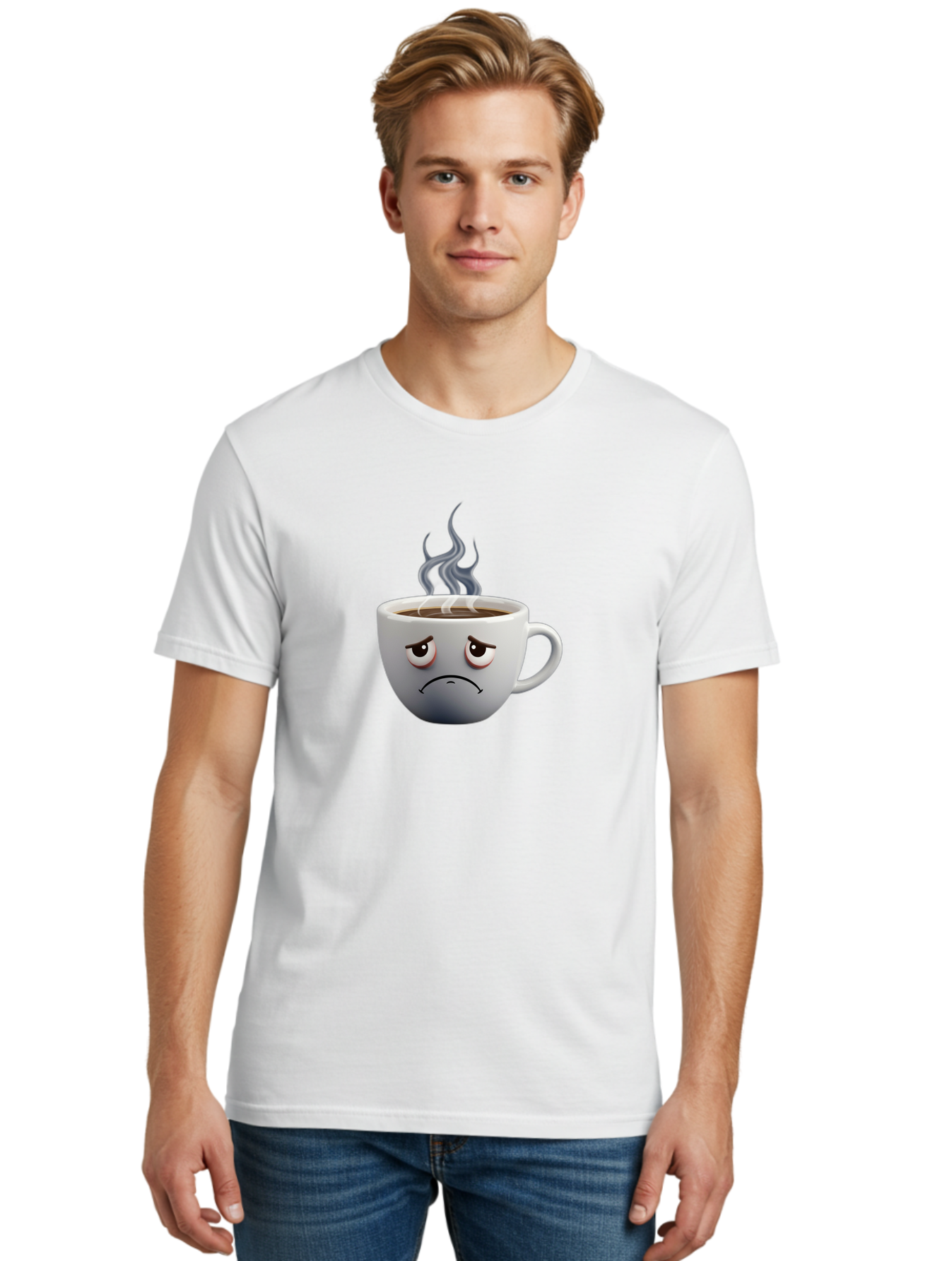 Angry-Coffee-Cup-2 Men'S Graphic Tee, 100% Cotton, Comfortable Casual Summer Wear, Machine Washable, Angry Coffee Cup, Sad Face, Steaming Coffee, Upset Emoji, Grumpy Character, Frowning Mug, Coffee Drama, Bitter Coffee Bae351 29