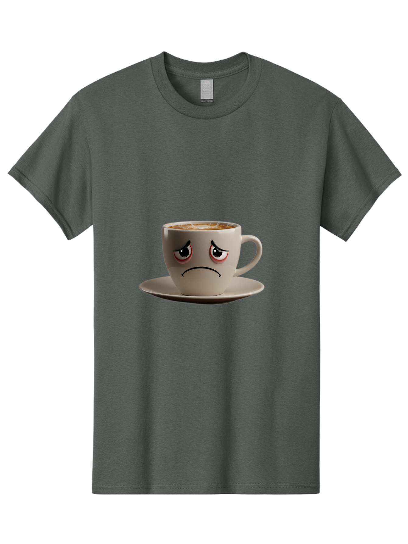 Angry-Coffee-Cup-3 Men'S Graphic Tee, 100% Cotton, Comfortable Casual Summer Wear, Machine Washable, Coffee Cup With Angry Face, Latte Art, Frowning Coffee, Displeased Beverage, Humorous Coffee Design, Emotive Coffee Cup, Coffee With Attitude, Bae352 10
