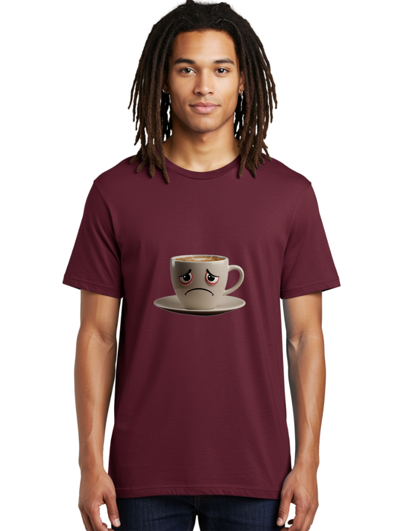 Angry-Coffee-Cup-3 Men'S Graphic Tee, 100% Cotton, Comfortable Casual Summer Wear, Machine Washable, Coffee Cup With Angry Face, Latte Art, Frowning Coffee, Displeased Beverage, Humorous Coffee Design, Emotive Coffee Cup, Coffee With Attitude, Bae352 17