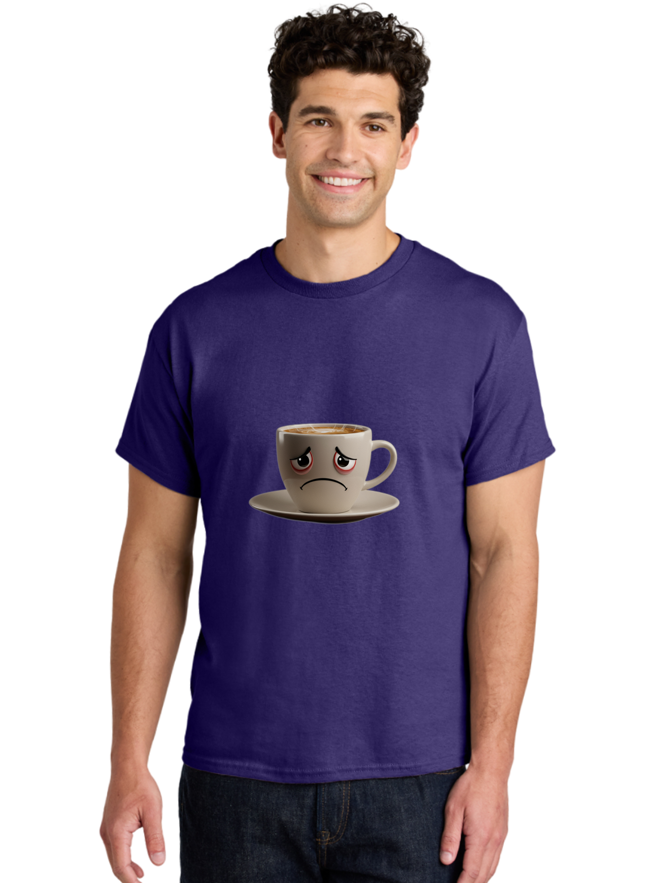 Angry-Coffee-Cup-3 Men'S Graphic Tee, 100% Cotton, Comfortable Casual Summer Wear, Machine Washable, Coffee Cup With Angry Face, Latte Art, Frowning Coffee, Displeased Beverage, Humorous Coffee Design, Emotive Coffee Cup, Coffee With Attitude, Bae352 22