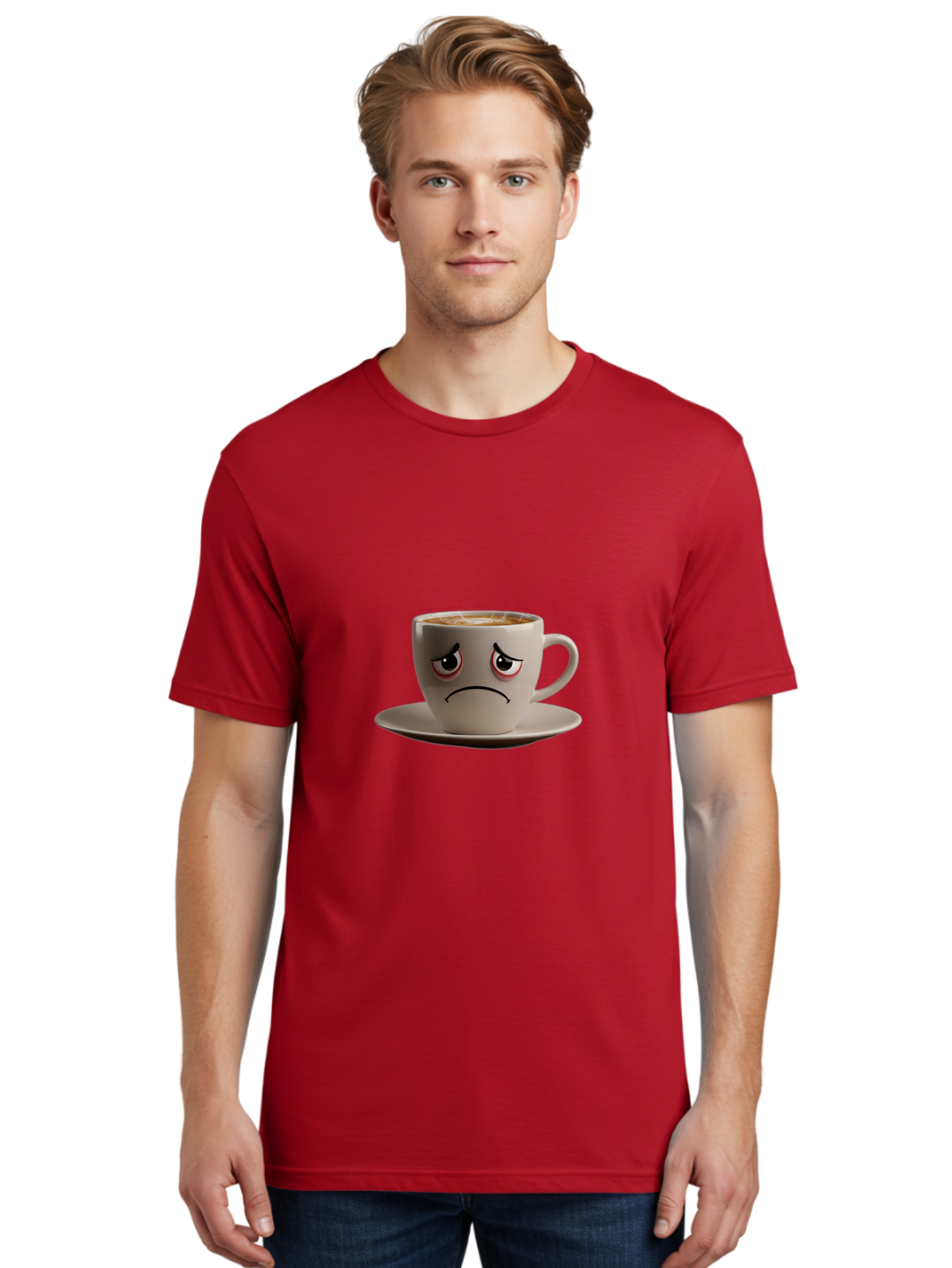 Angry-Coffee-Cup-3 Men'S Graphic Tee, 100% Cotton, Comfortable Casual Summer Wear, Machine Washable, Coffee Cup With Angry Face, Latte Art, Frowning Coffee, Displeased Beverage, Humorous Coffee Design, Emotive Coffee Cup, Coffee With Attitude, Bae352 28