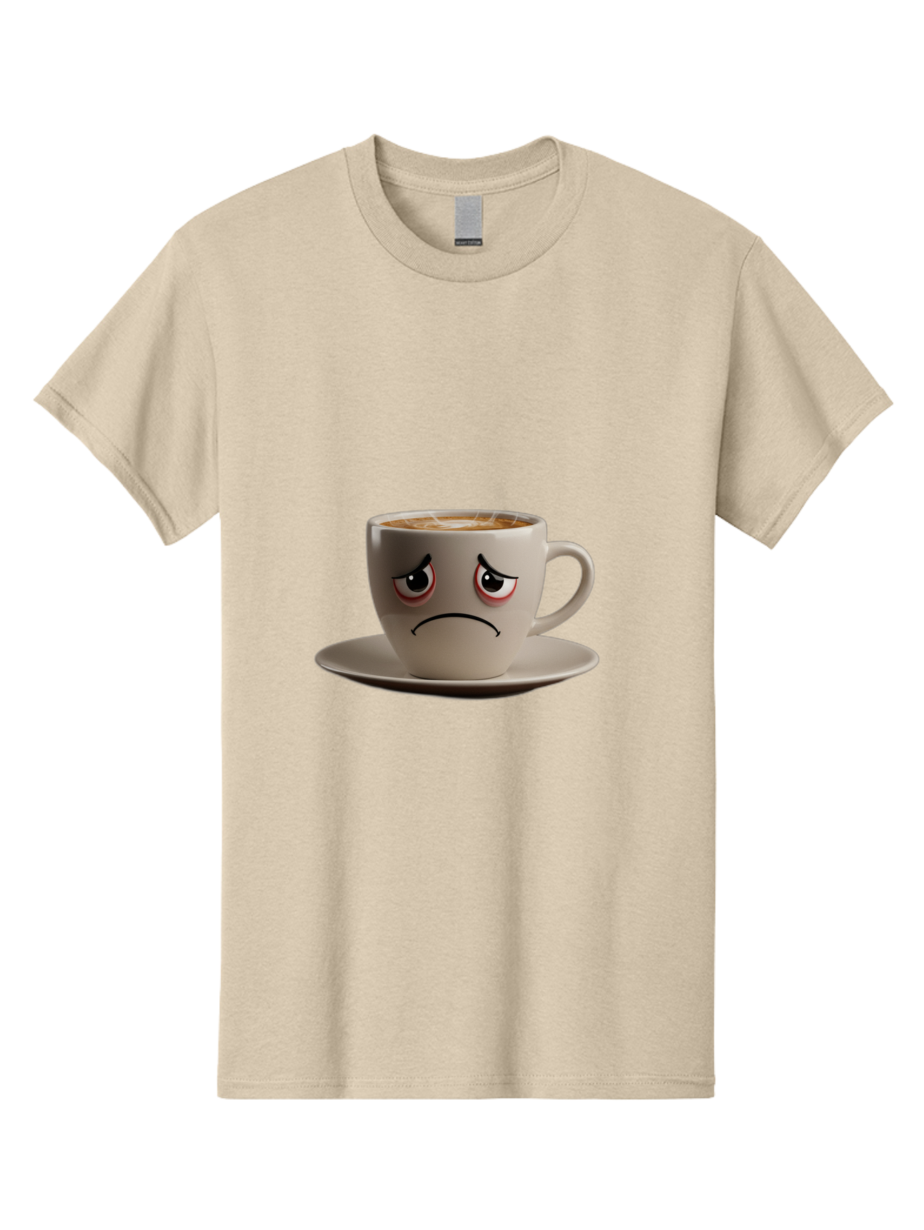 Angry-Coffee-Cup-3 Men'S Graphic Tee, 100% Cotton, Comfortable Casual Summer Wear, Machine Washable, Coffee Cup With Angry Face, Latte Art, Frowning Coffee, Displeased Beverage, Humorous Coffee Design, Emotive Coffee Cup, Coffee With Attitude, Bae352 4