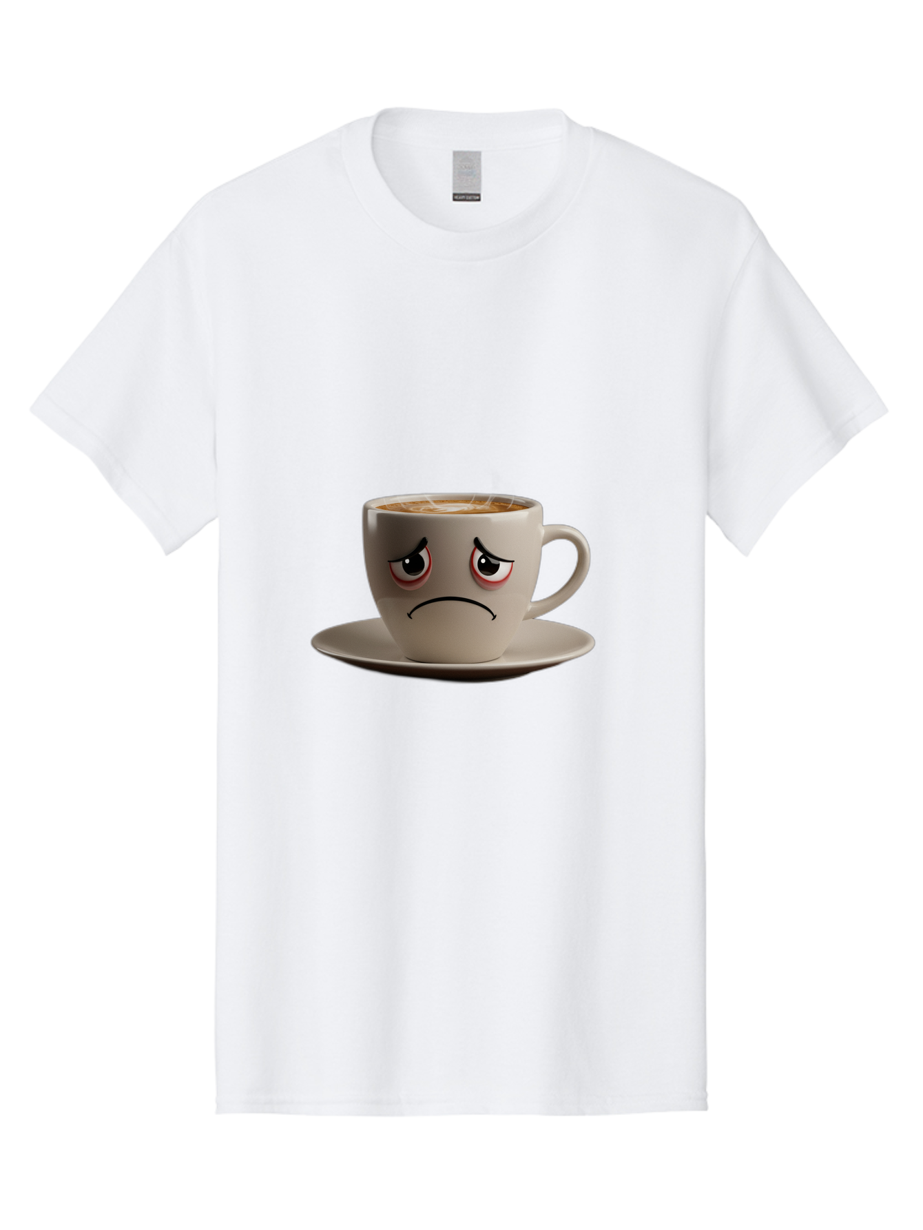 Angry-Coffee-Cup-3 Men'S Graphic Tee, 100% Cotton, Comfortable Casual Summer Wear, Machine Washable, Coffee Cup With Angry Face, Latte Art, Frowning Coffee, Displeased Beverage, Humorous Coffee Design, Emotive Coffee Cup, Coffee With Attitude, Bae352 3