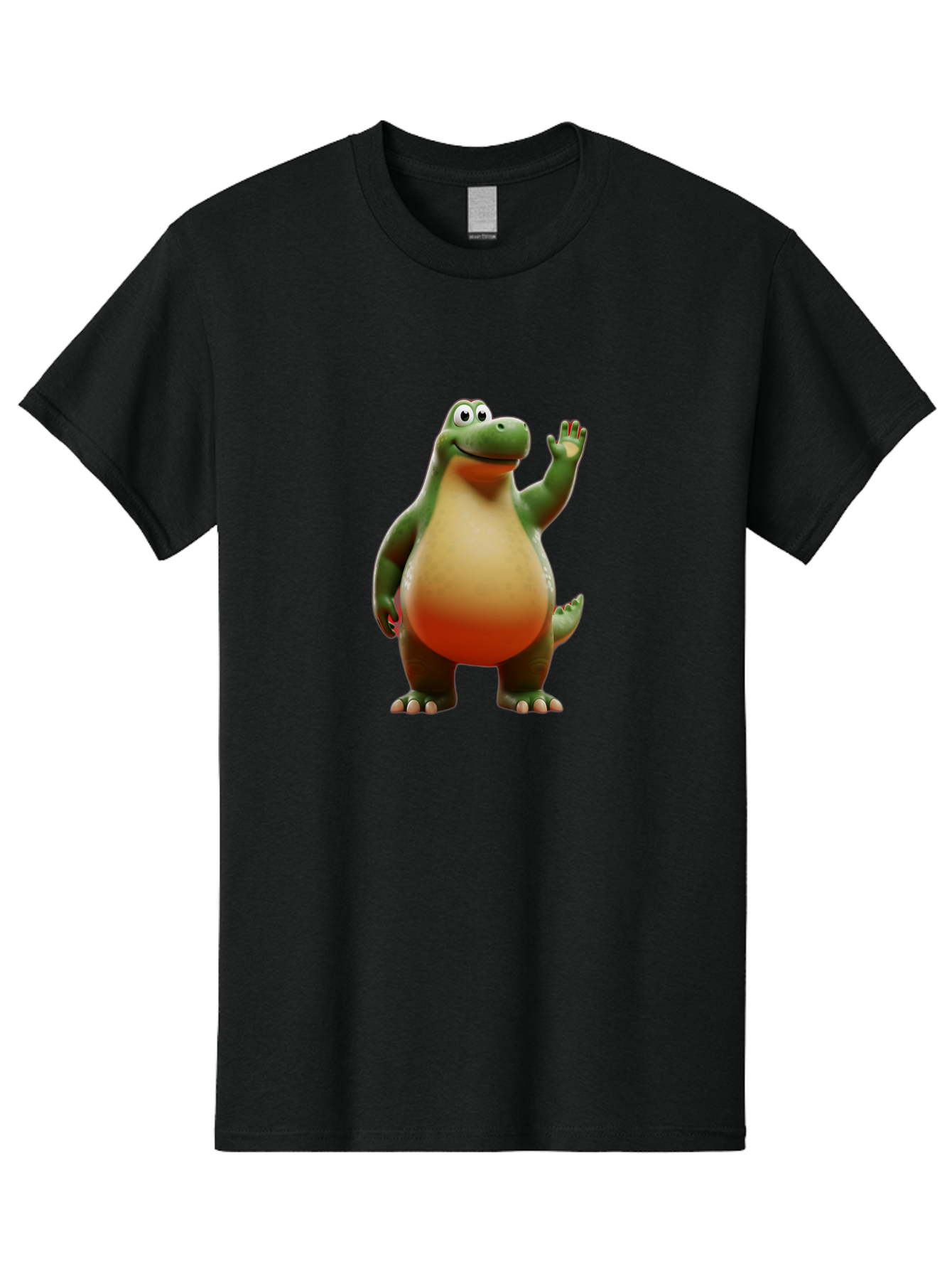 Arlo-1 Men'S Graphic Tee, 100% Cotton, Comfortable Casual Summer Wear, Machine Washable, Cartoon Dinosaur, Friendly Dinosaur, Green And Orange Dinosaur, Dinosaur Waving, Animated Character, Dinosaur Illustration, Children'S Character, Bae354 9