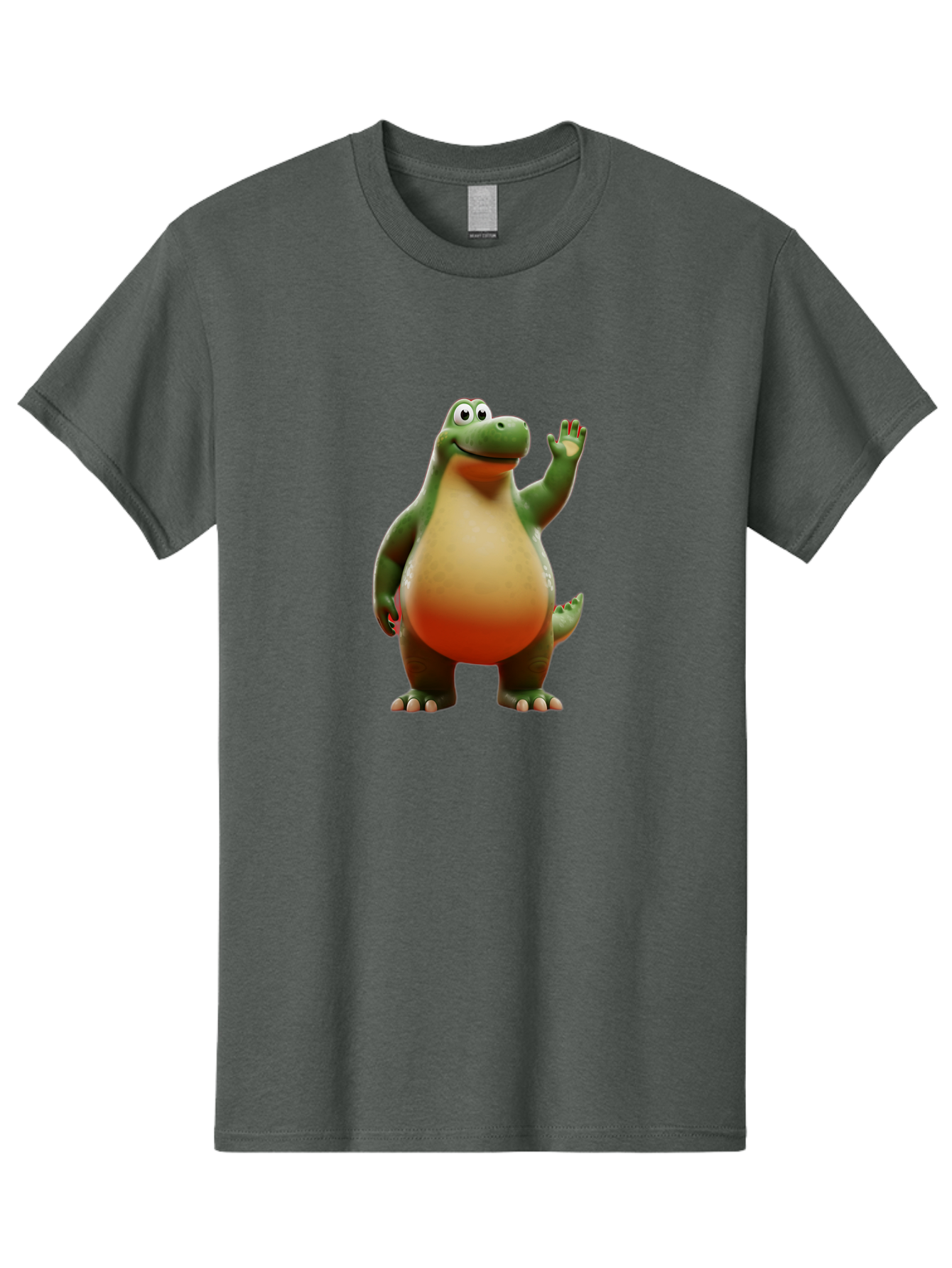 Arlo-1 Men'S Graphic Tee, 100% Cotton, Comfortable Casual Summer Wear, Machine Washable, Cartoon Dinosaur, Friendly Dinosaur, Green And Orange Dinosaur, Dinosaur Waving, Animated Character, Dinosaur Illustration, Children'S Character, Bae354 4