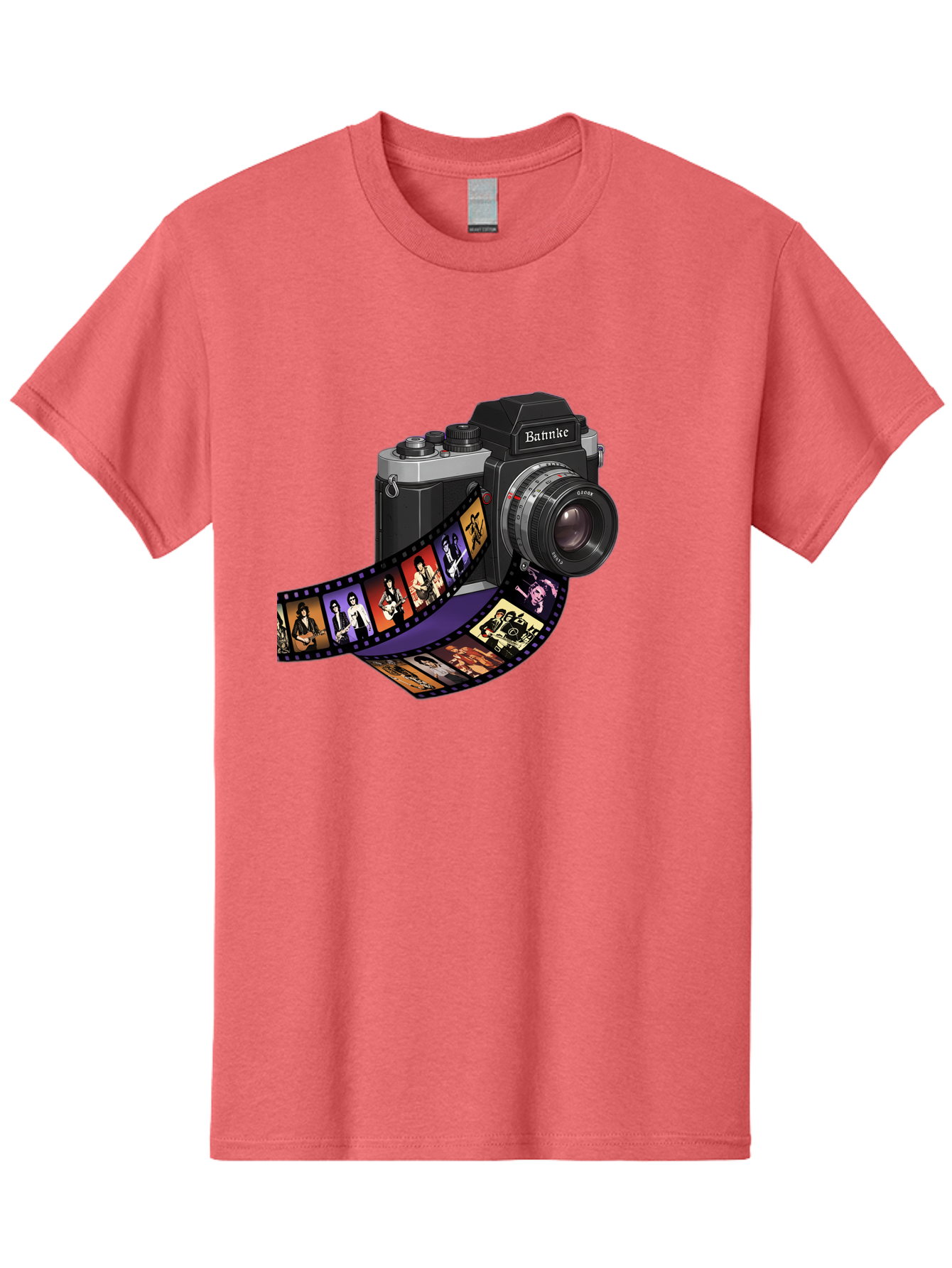 Bannke-Camera Men'S Graphic Tee, 100% Cotton, Comfortable Casual Summer Wear, Machine Washable, Vintage Camera, Film Strip, Photography, Bannke, Retro Style, Black And Silver, Lens, Camera Body, Film Reel, Photographers Bae357 11