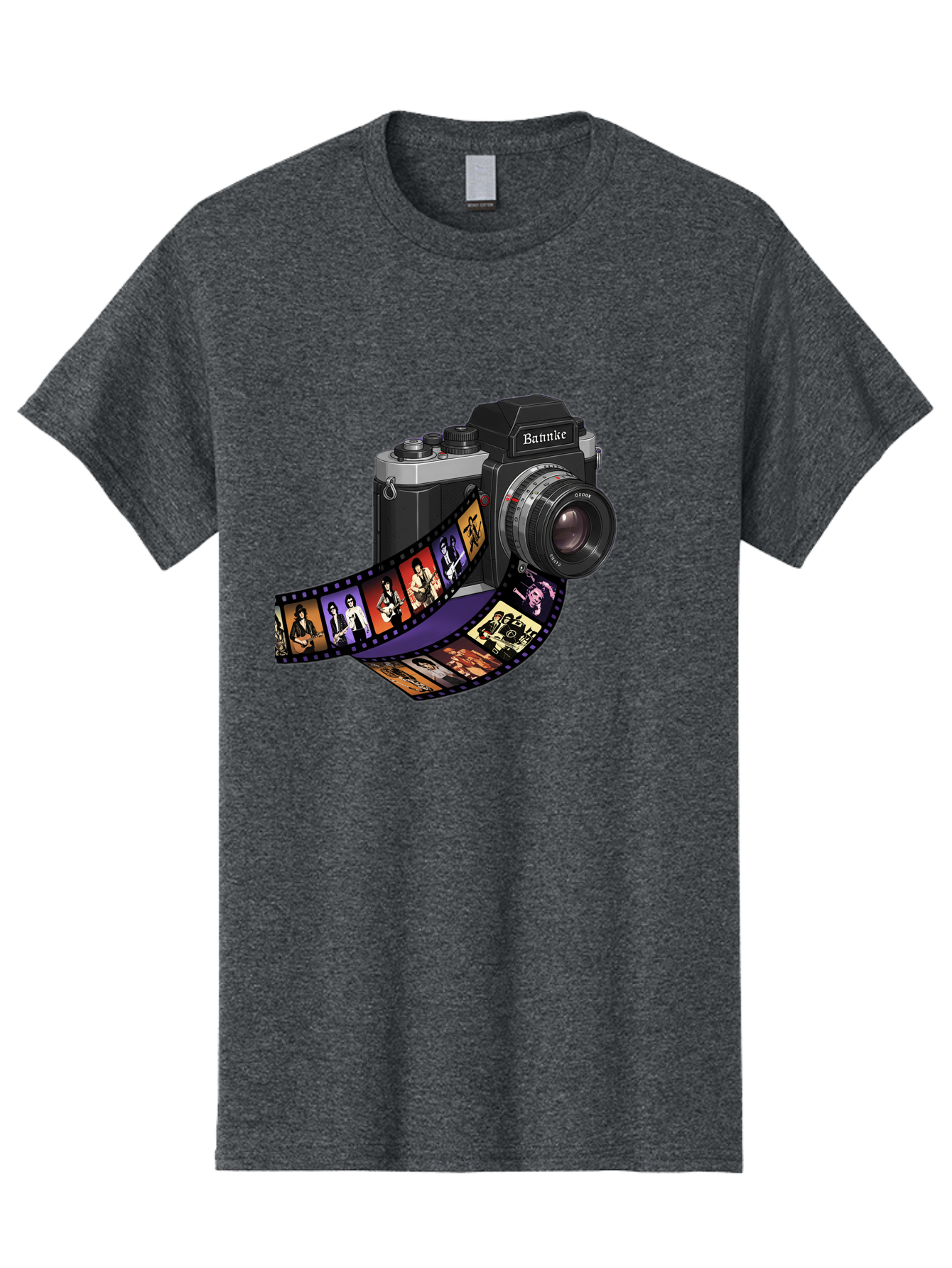 Bannke-Camera Men'S Graphic Tee, 100% Cotton, Comfortable Casual Summer Wear, Machine Washable, Vintage Camera, Film Strip, Photography, Bannke, Retro Style, Black And Silver, Lens, Camera Body, Film Reel, Photographers Bae357 13